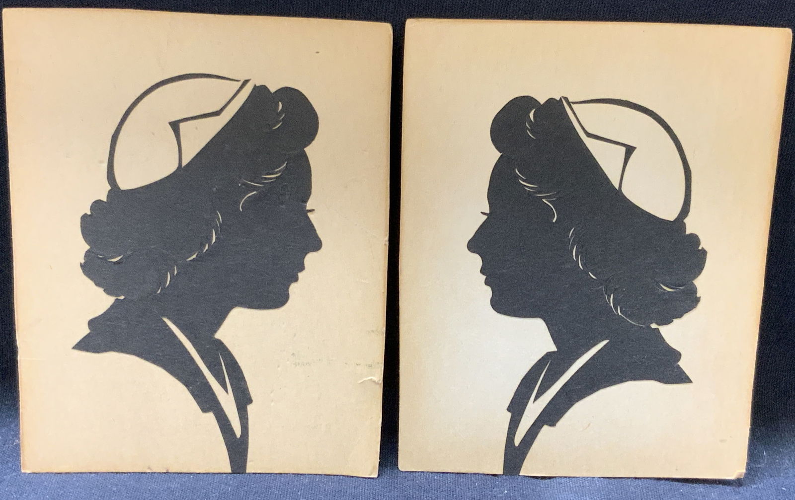 Pr Vntg Silhouette Paper Cut Outs, 1944 (1 of 6)
