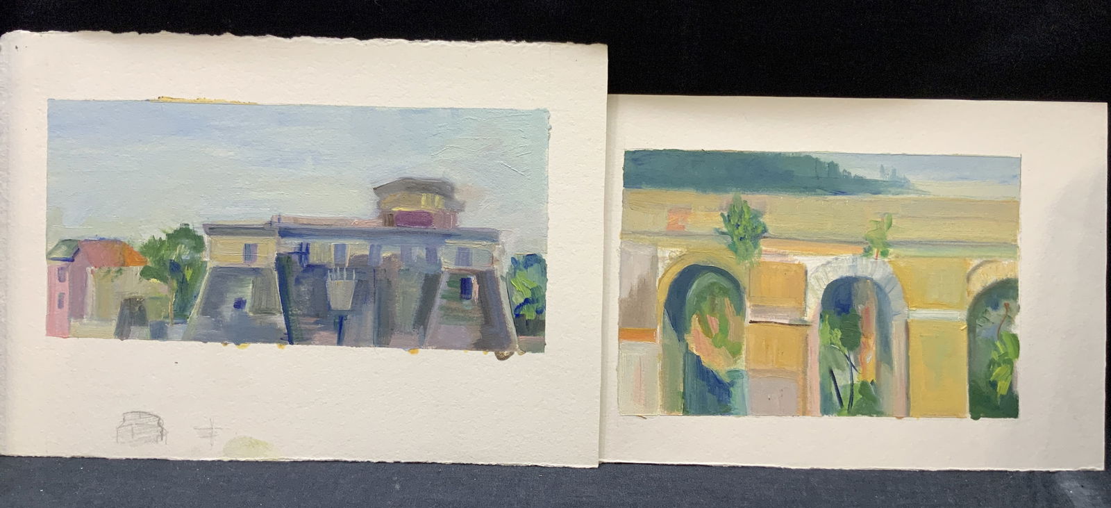 Lot 2 Gouache On Paper Building Paintings (1 of 6)