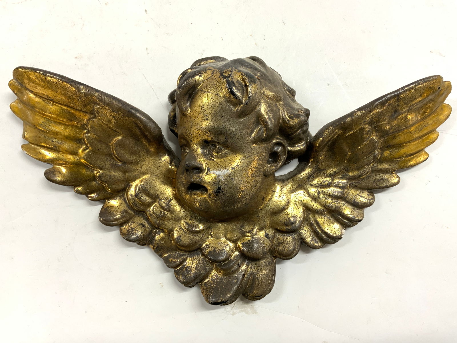 Gilt Plaster Cherub Wall Hanging Wall Decor (1 of 7)