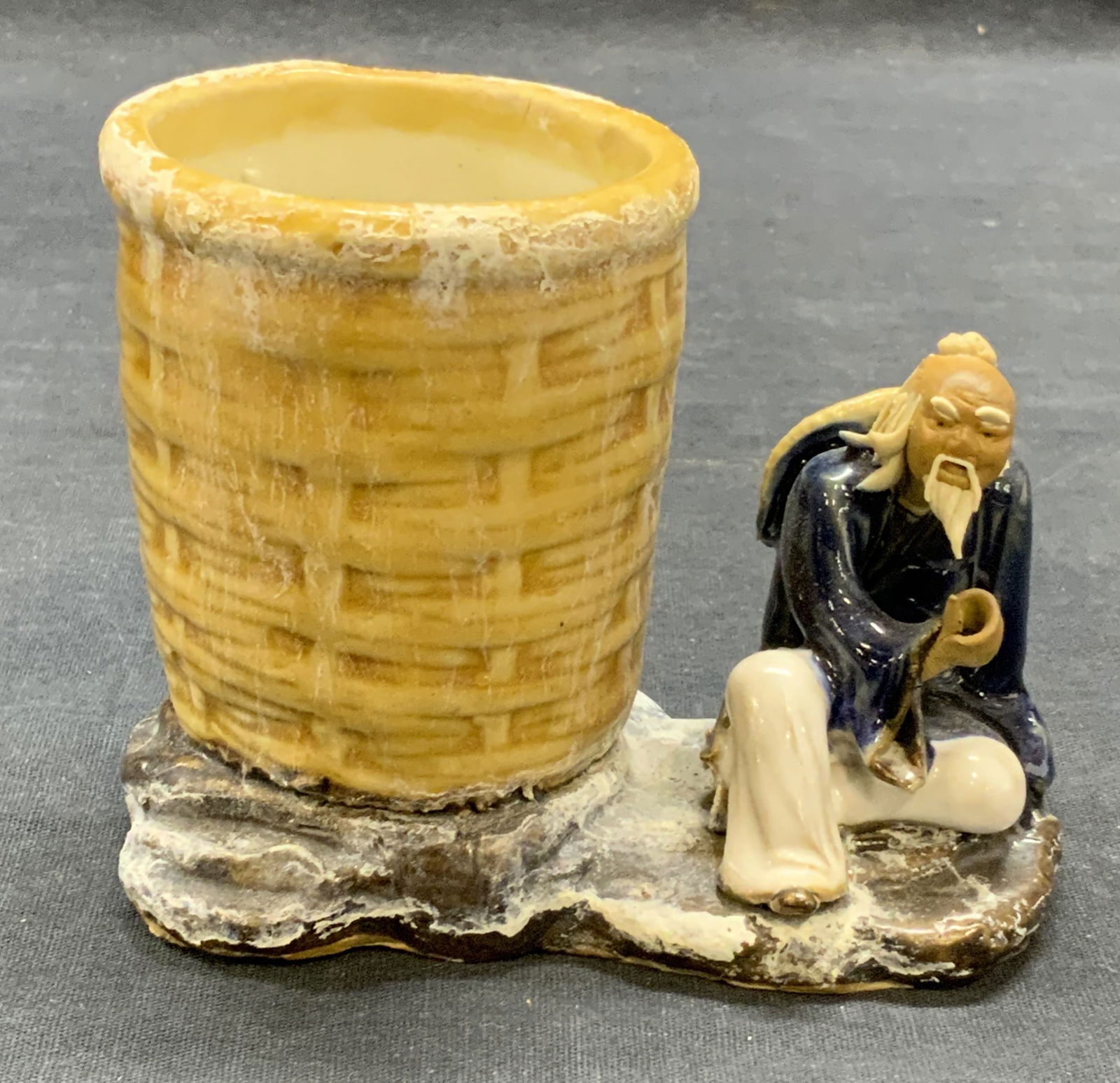 Vintage Asian Figural Basket Ceramic Planter (1 of 6)