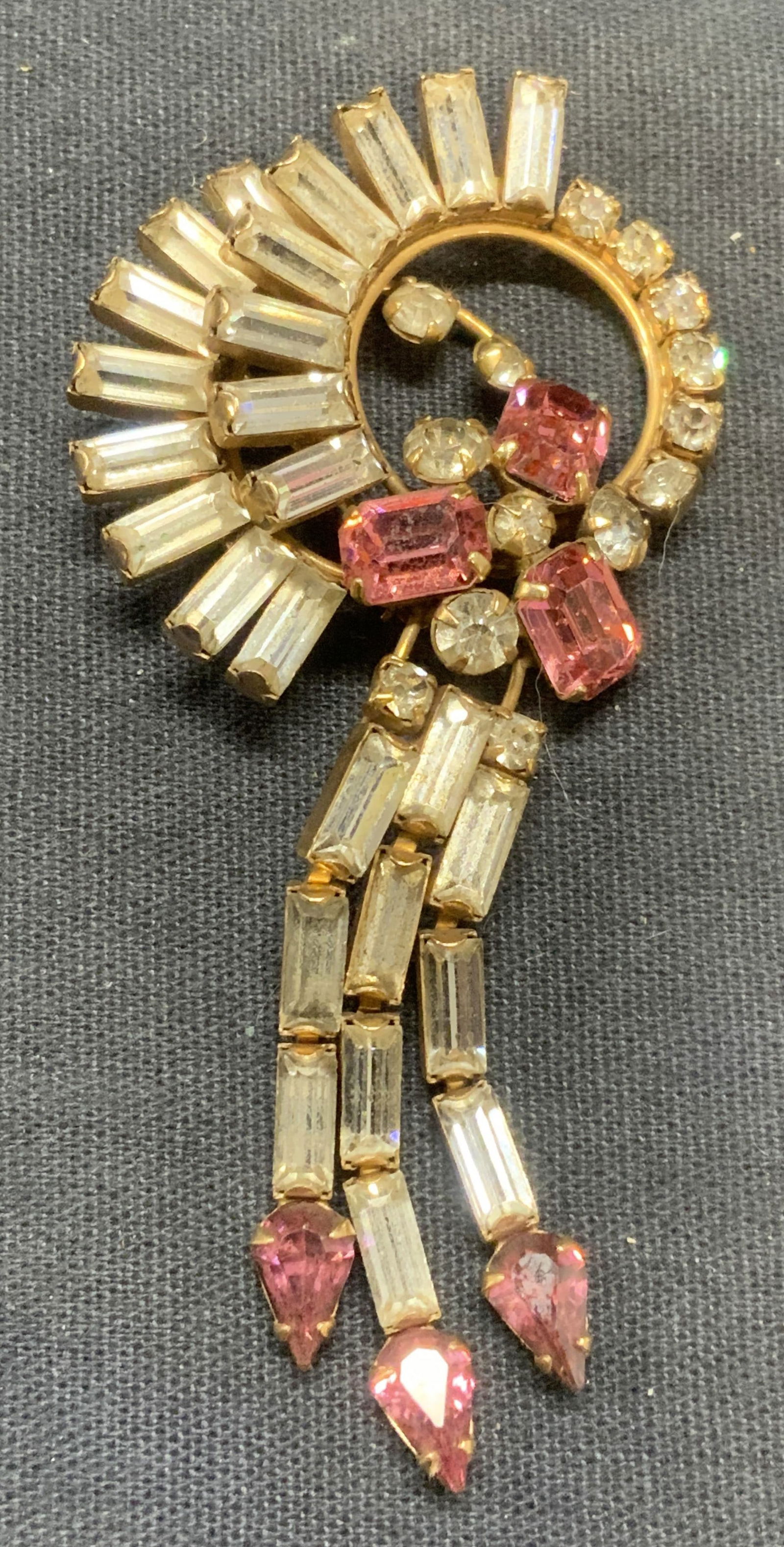 Vntg Art Deco M&S 12k GF Crystal Brooch (1 of 7)