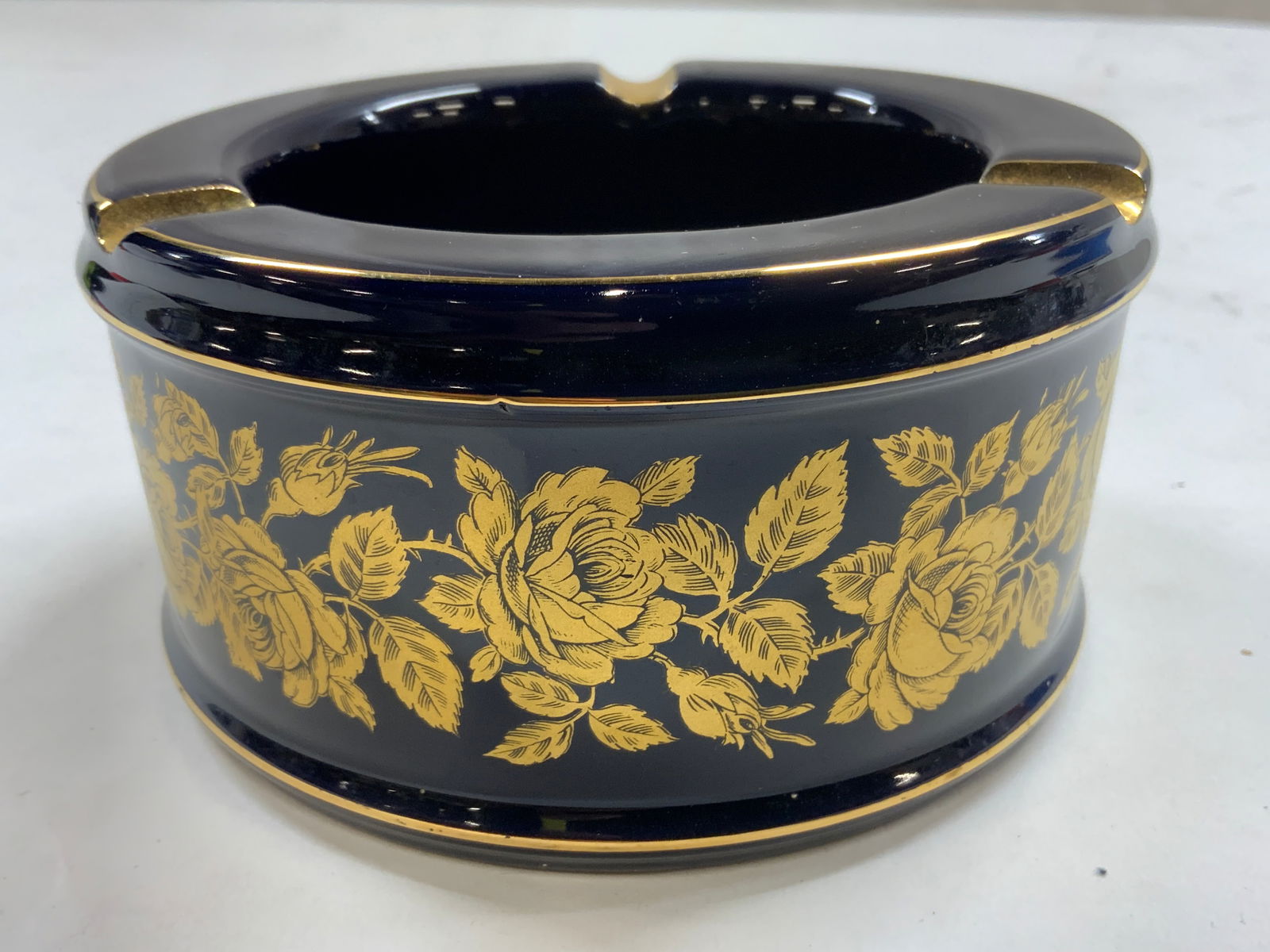 C Cobalt & Gilt H Made Ceramic Trinket Dish ITALY (1 of 6)