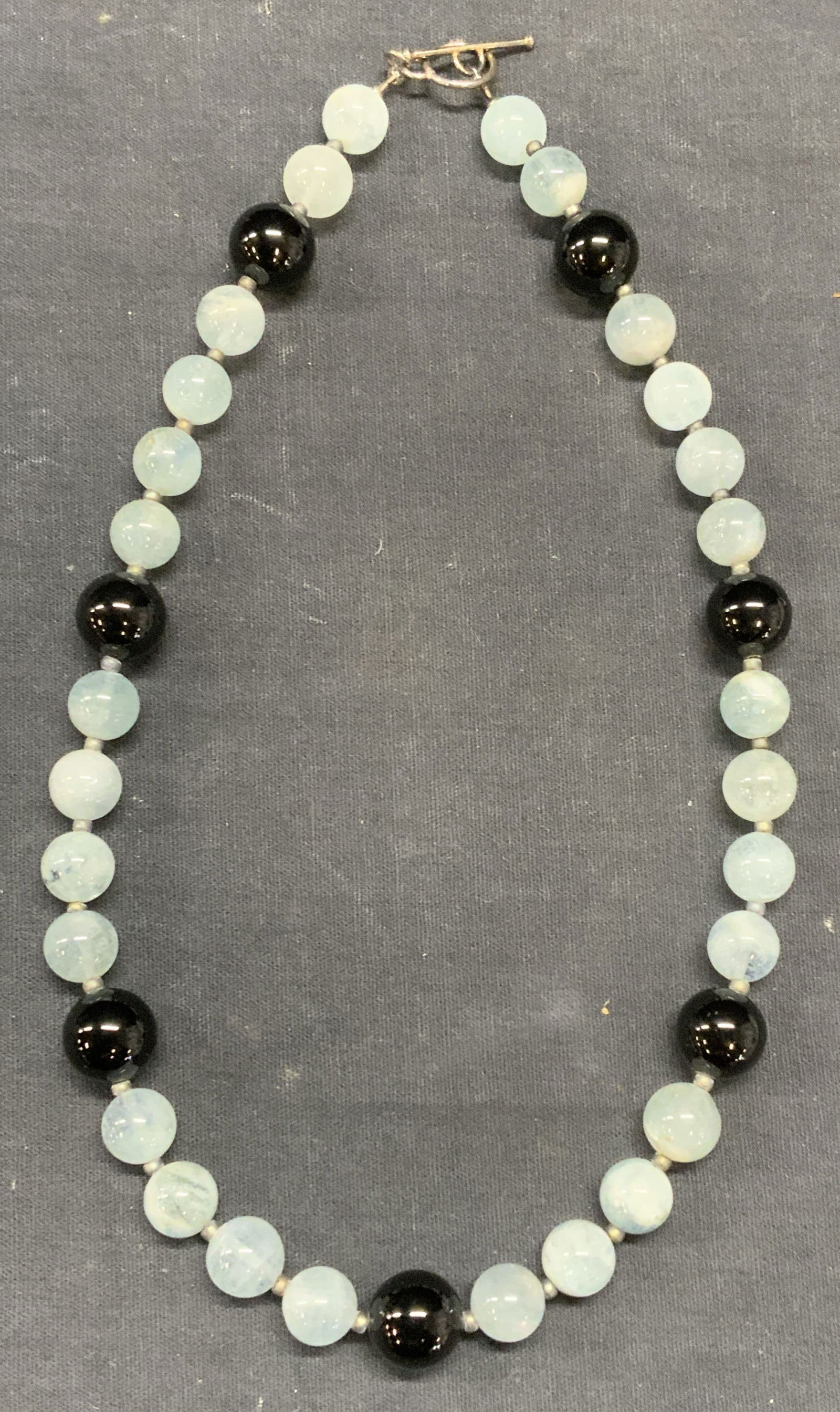 Blue & Black Gemstone Beaded Necklace (1 of 6)