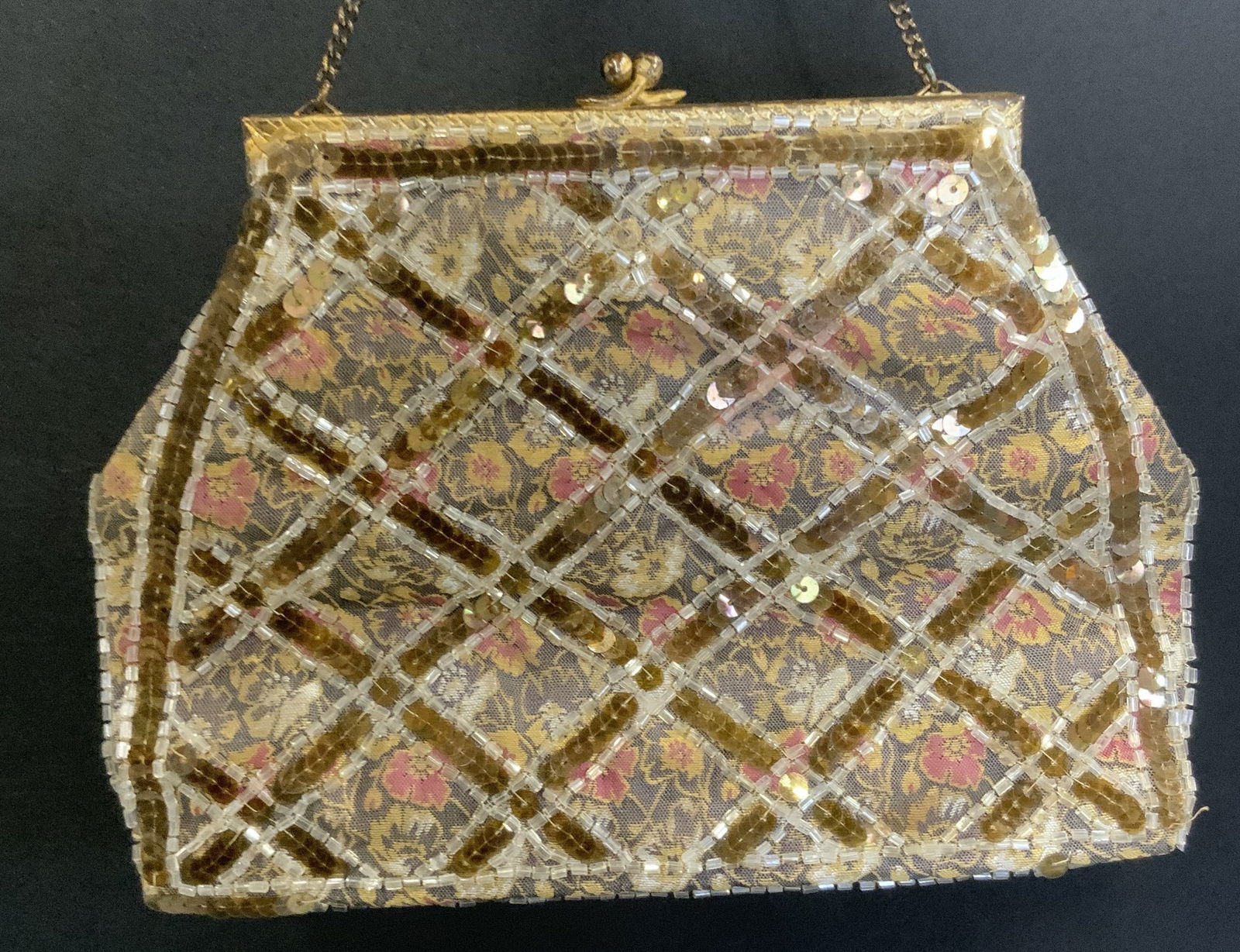 Handmade Sequin and Beaded Fabric Evening Bag (1 of 6)
