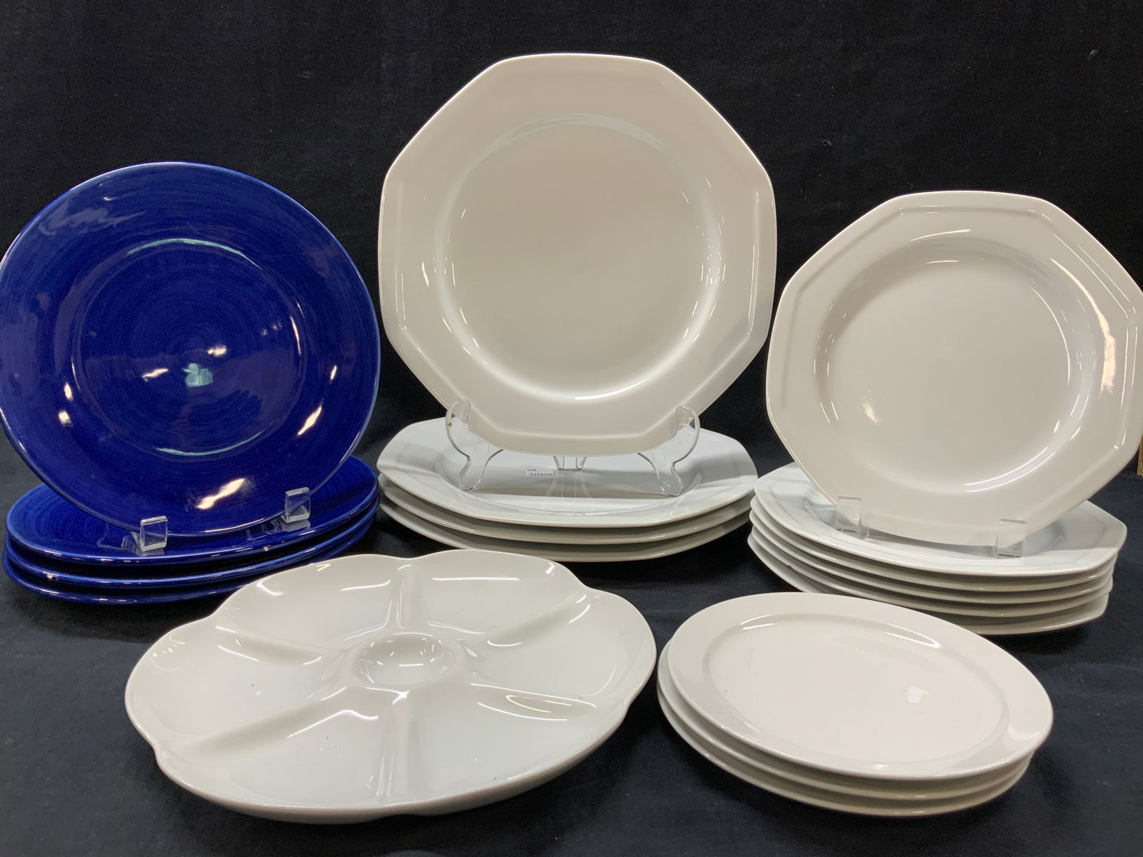 Lot 15 White & Blue Ceramic Dishes (1 of 8)