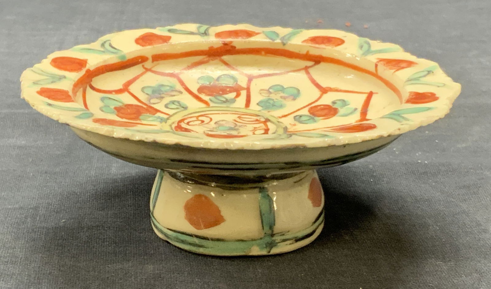 Vintage Hand Painted Ceramic Footed Bowl (1 of 7)