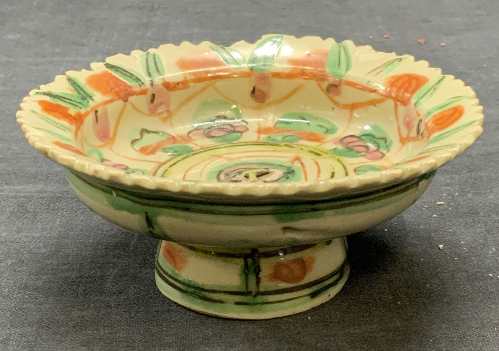 Vintage Hand Painted Footed Ceramic Bowl (1 of 6)