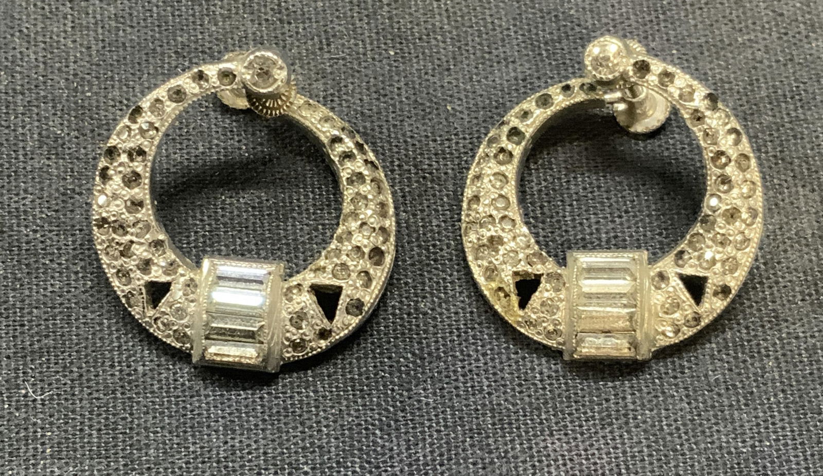 Vintage Silver Tone Crystal Earrings (1 of 6)