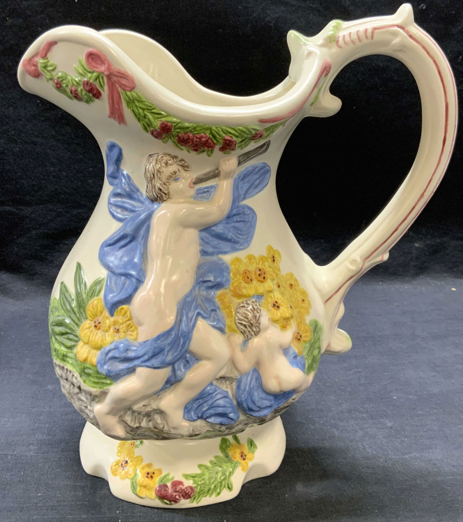 Signed Vintage Hand Painted Ceramic Pitcher 1975 (1 of 6)