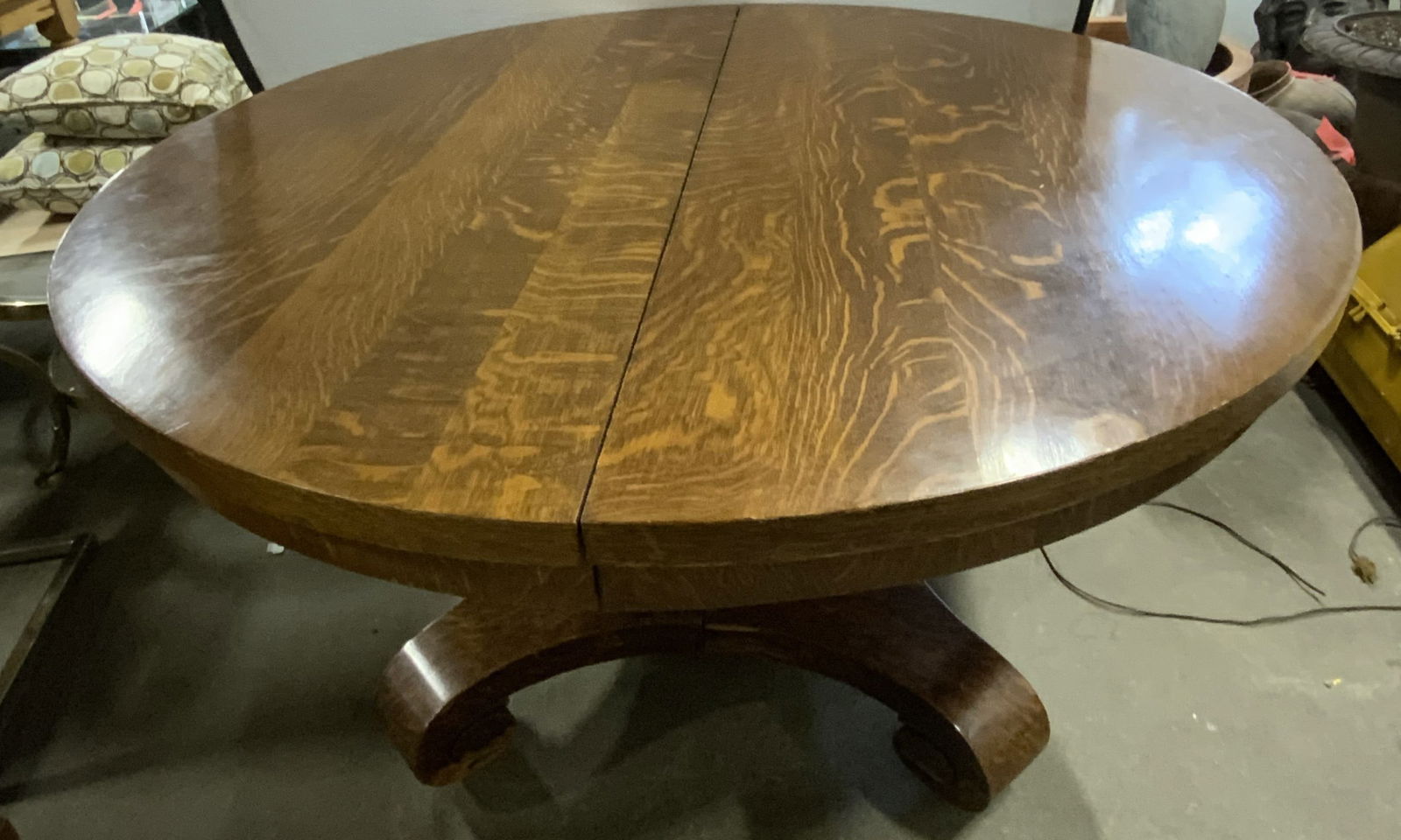 Vintage Wooden Dining Table W/ Carved Scroll Feet (1 of 10)