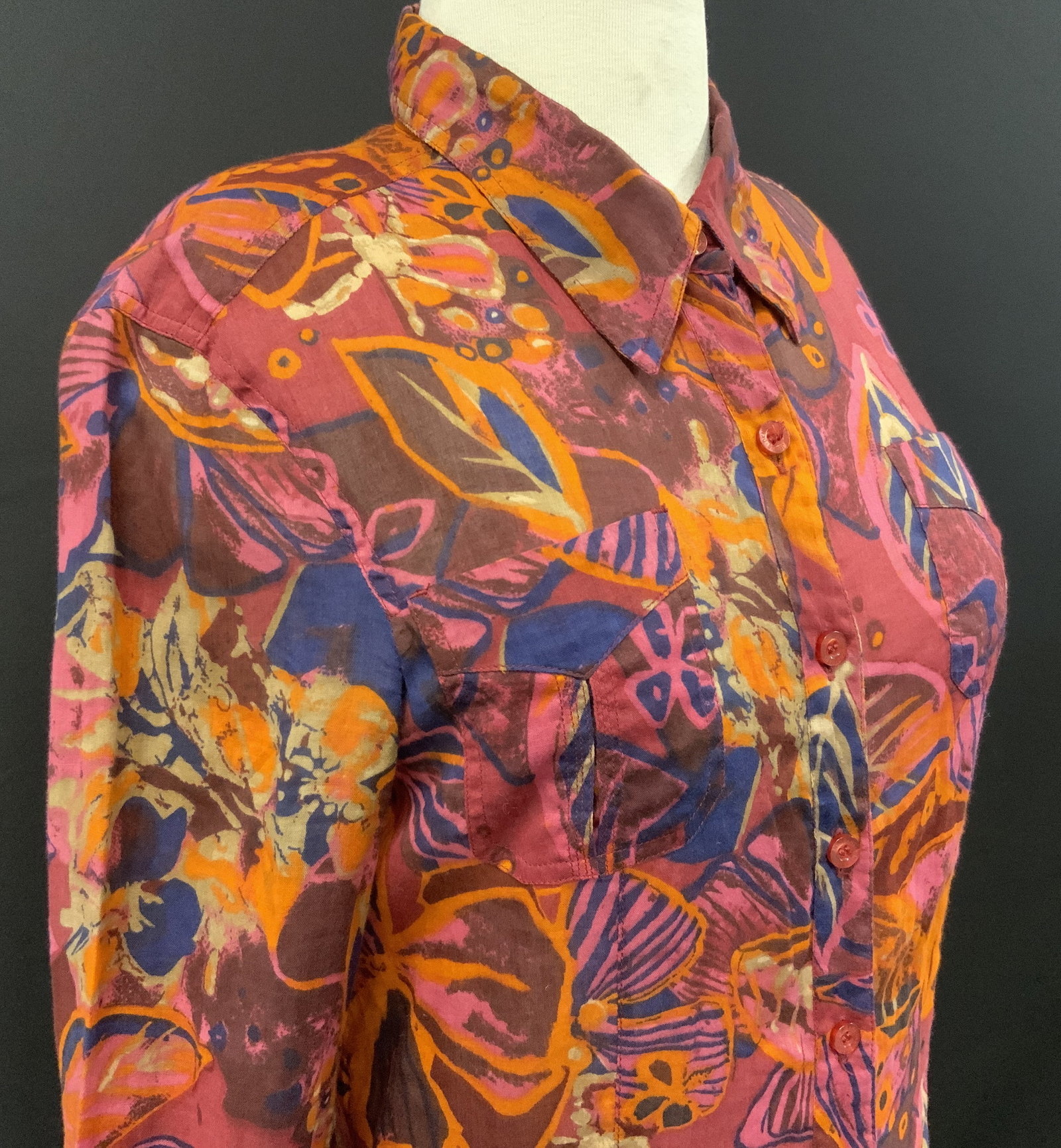 DKNY JEANS Button Down Floral Pattern Blouse (1 of 7)