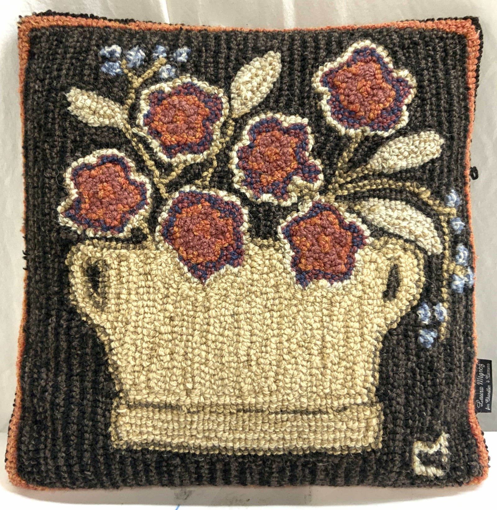 Vintage Needlepoint Pillow W Floral Detail (1 of 7)