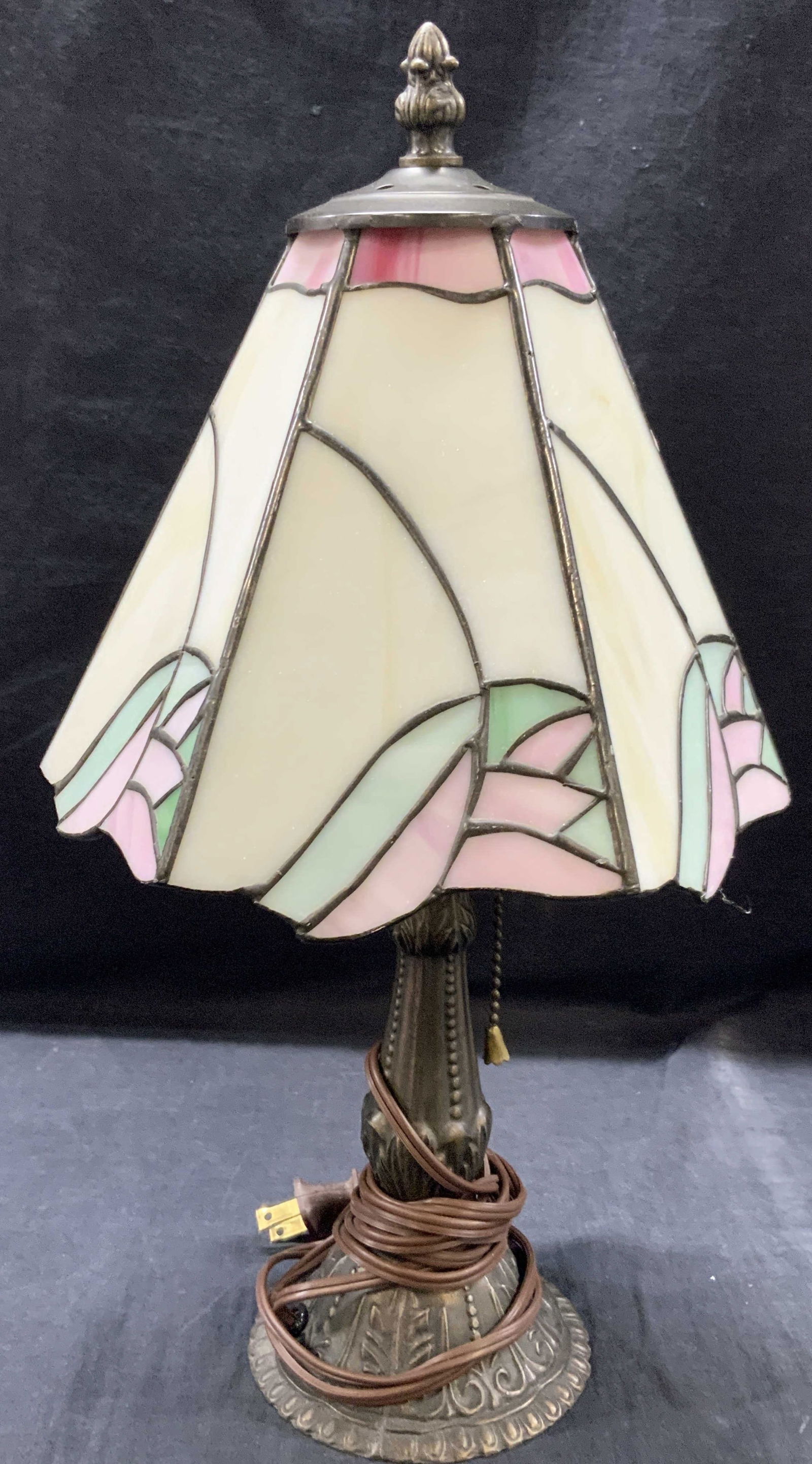 Tiffany Style Stained Glass Metal Lamp (1 of 6)