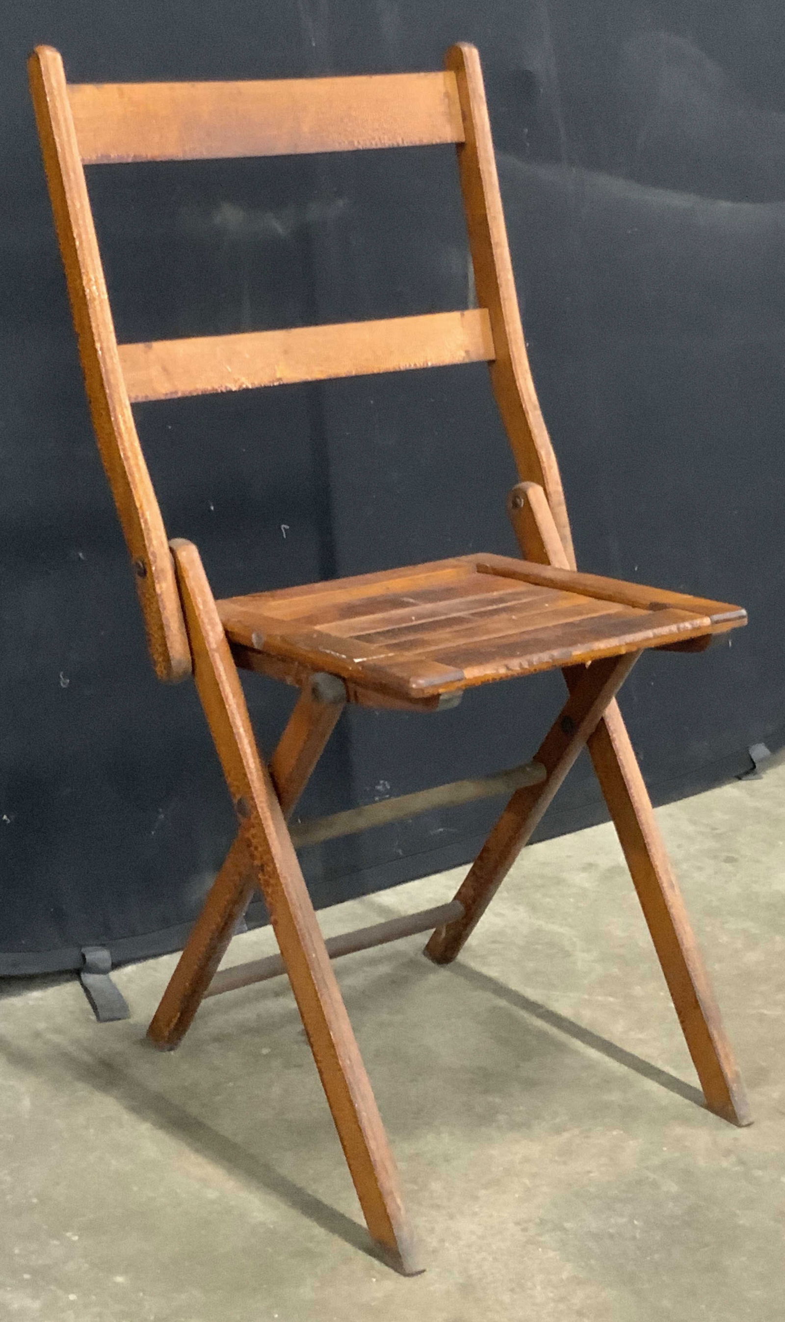 Vintage Textured Wooden Slat Folding Chair (1 of 9)