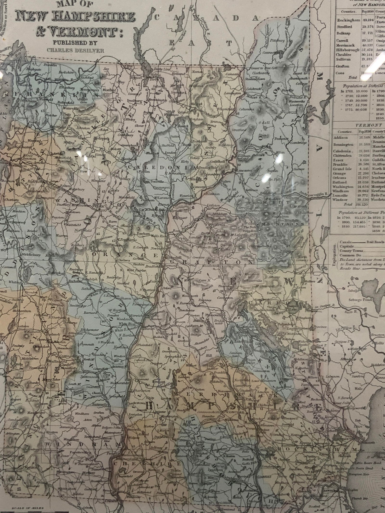 Vntg Charles Desilver New Hampshire & Vermont Map (1 of 8)