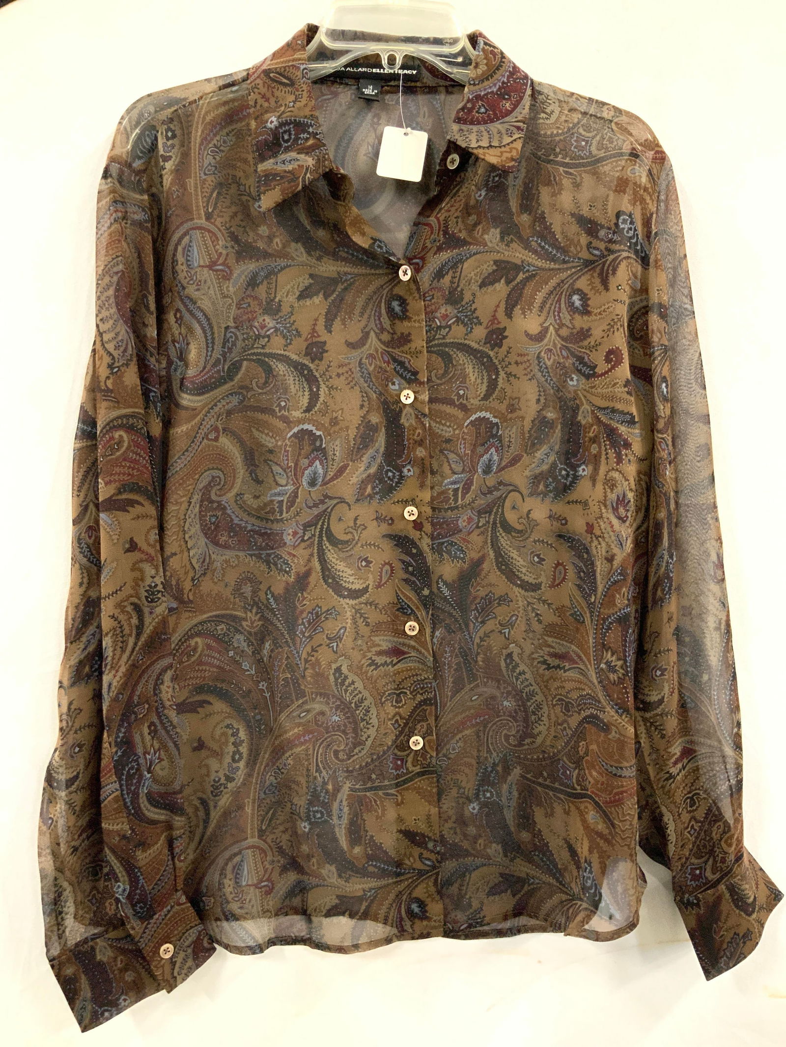 Linda Allard Ellen Tracy Silk Sheer Button Up (1 of 8)
