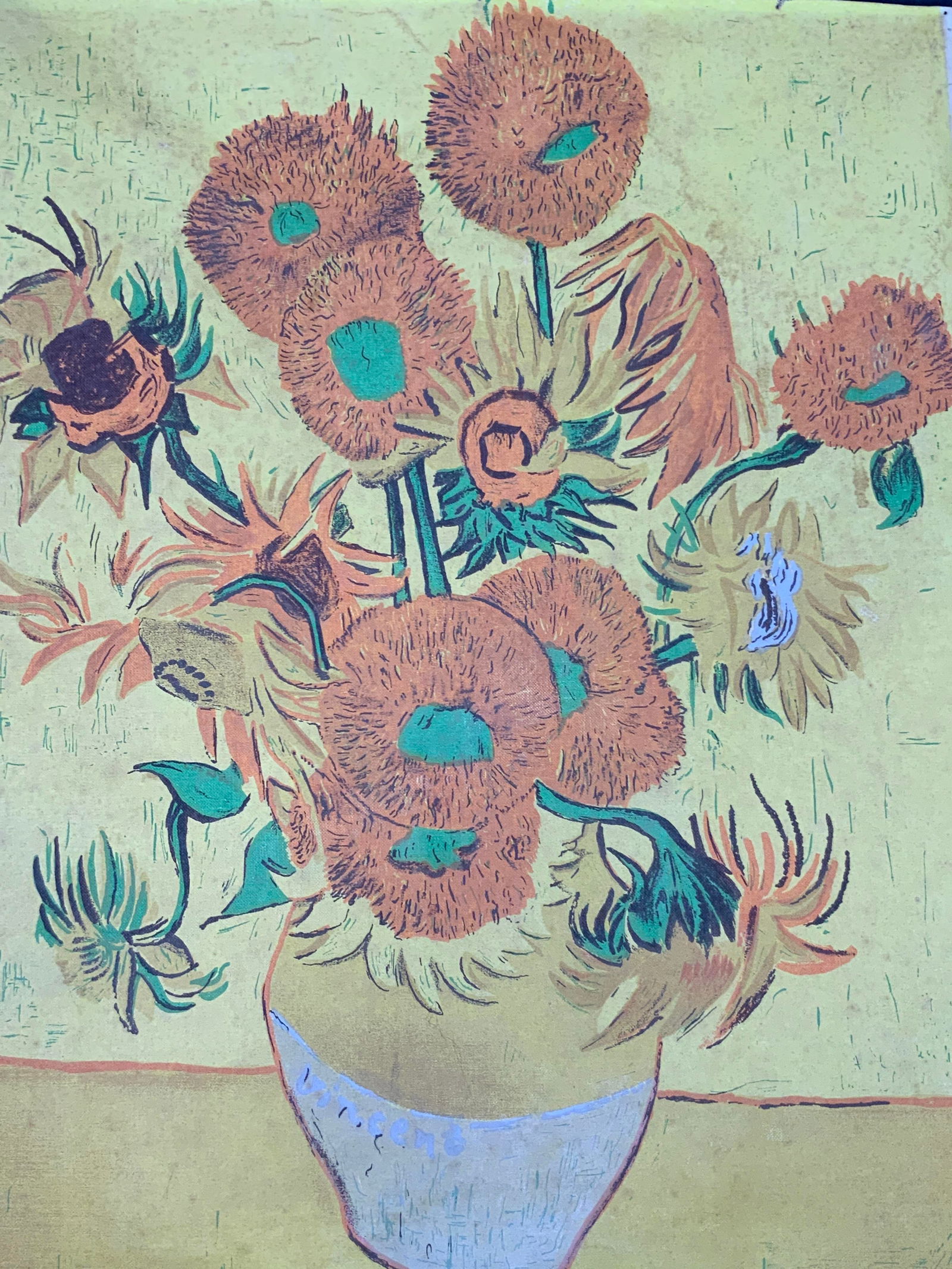 Van Gogh Sunflowers Silk Screen On Canvas (1 of 6)