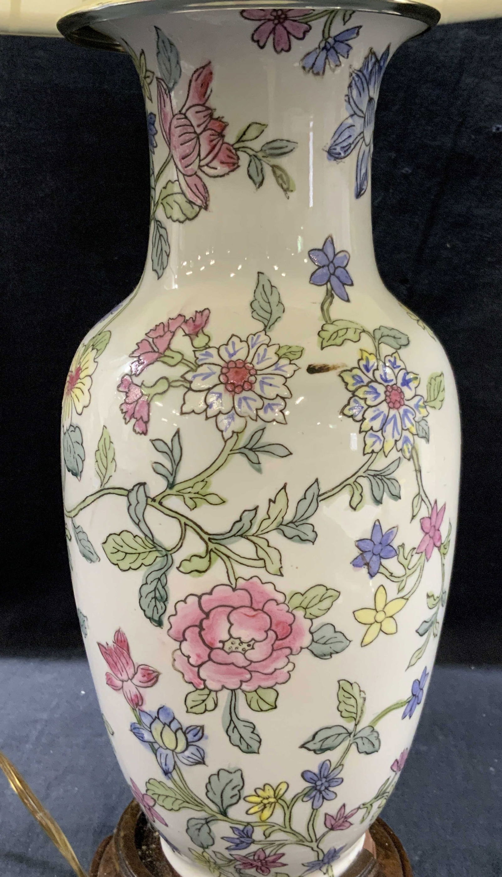 Vntg Hand Painted Asian Ceramic Lamp (1 of 8)