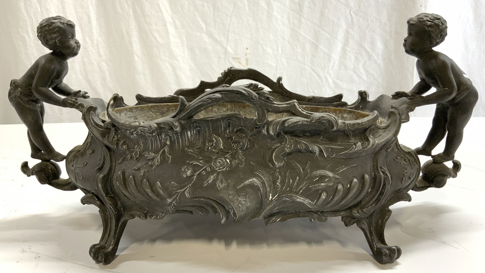 Vintage Iron Footed Ornate Cherub Planter (1 of 7)