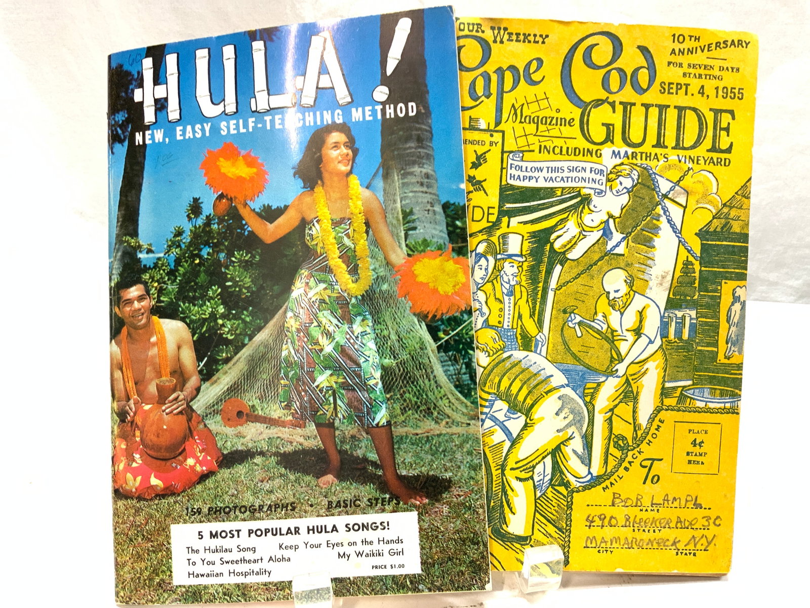 1955 Cape Cod Booklet, Hula Booklet, Illustrated: Retro weekly Cape Cod and Marthas Vineyard paper Magazine booklet dated Sept. 4, 1955. Illustrated with maps, sketched and things to do / advertisements and stories in the cape cod towns. Measures 8.2