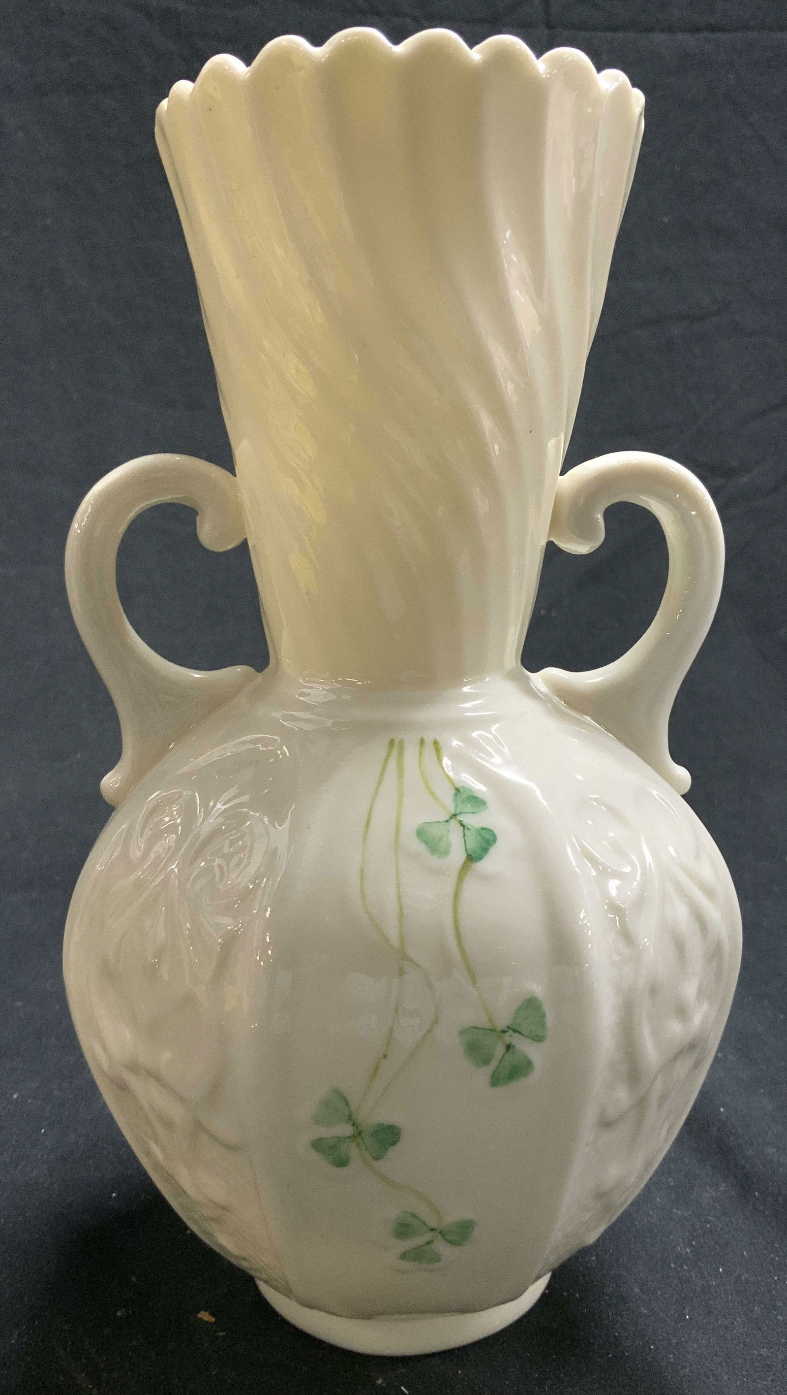 BELLEEK Hand Painted Vase W Handles IRELAND (1 of 6)