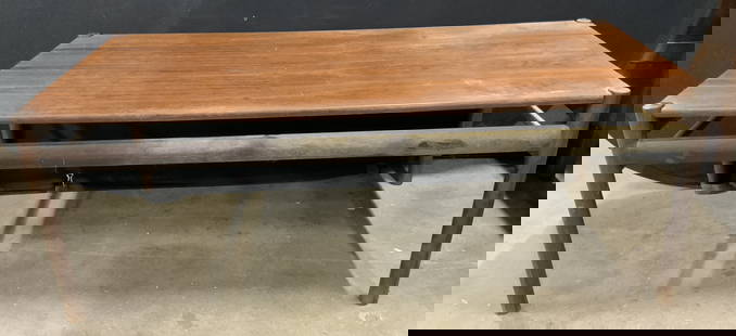 OLE WANSCHER MCM Vintage Wooden Coffee Table: A vintage mid century modern Ole Wanscher rectangular wooden coffee table. Tag to underside reads Design Ole Wanscher, Made in Denmark. Table measures approx. 47.25W x 21.75D x 17.25H in. Ole Wanscher