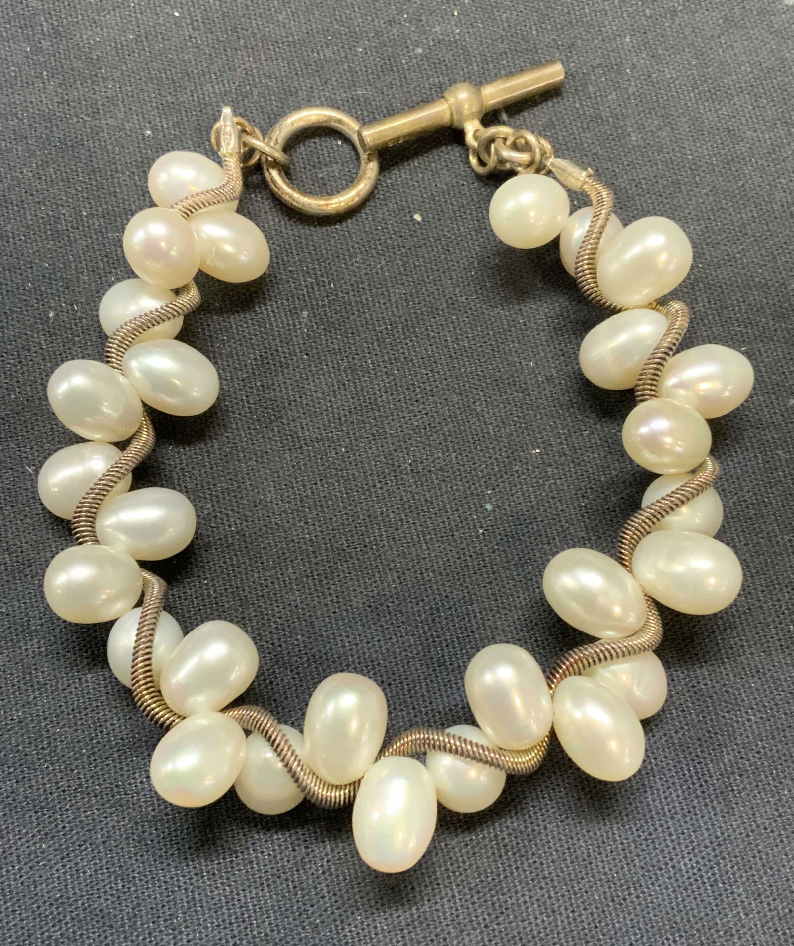 Vintage Sterling Silver & Pearl Bracelet (1 of 6)
