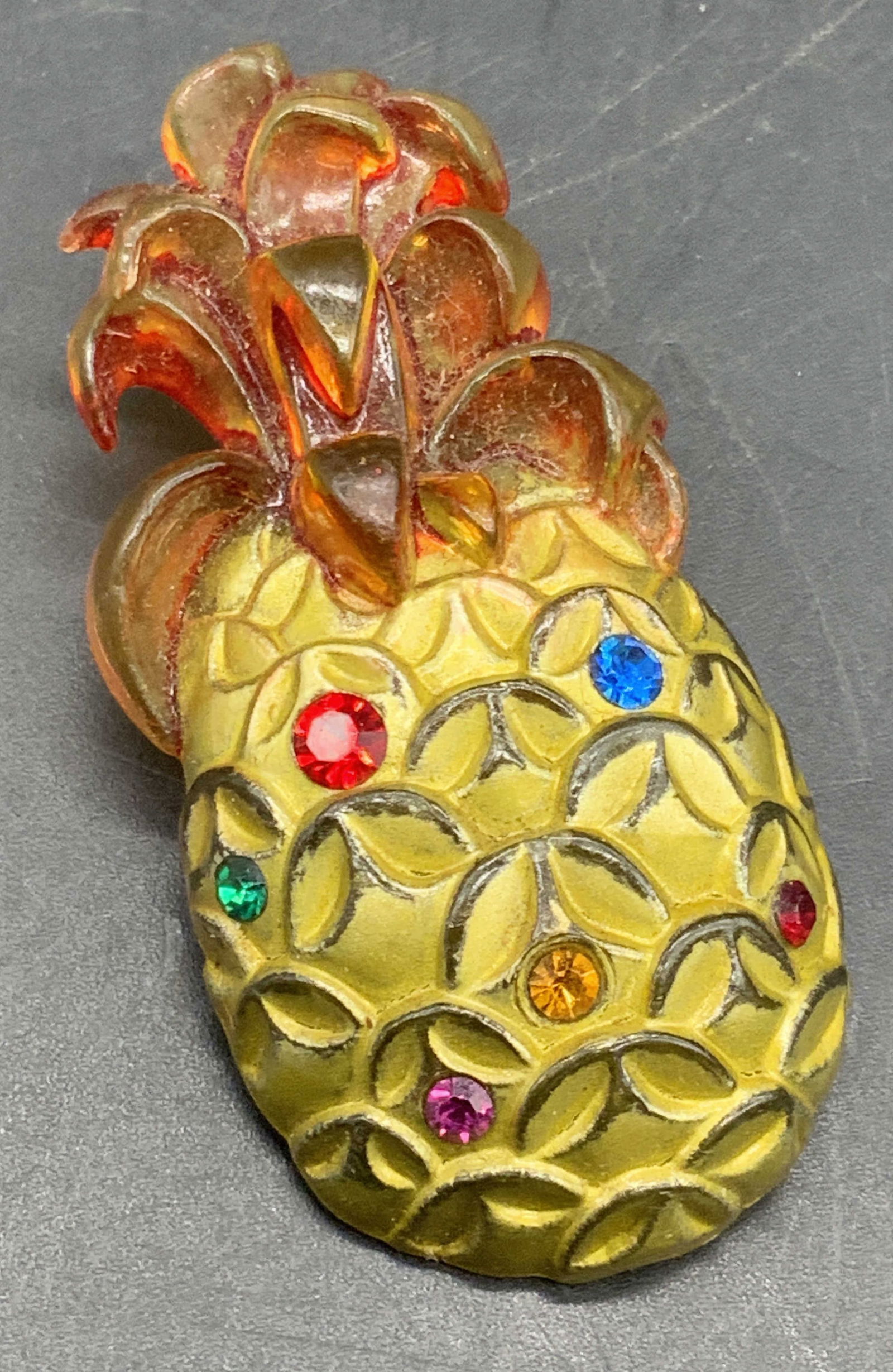 Vintage Multicolored Crystal Pineapple Form Brooch (1 of 8)