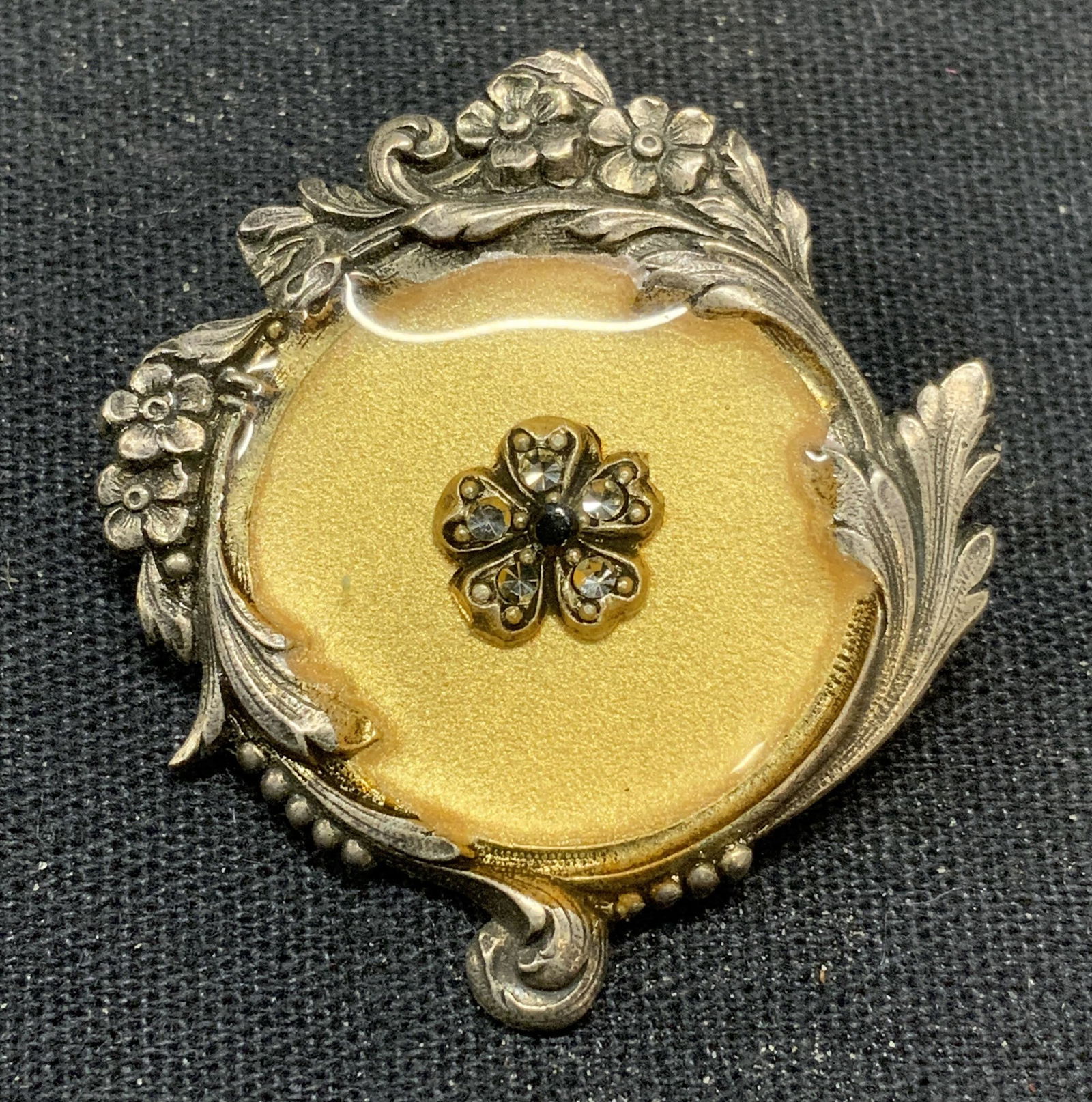 Vintage Silver Tone Floral Crystal Brooch (1 of 6)