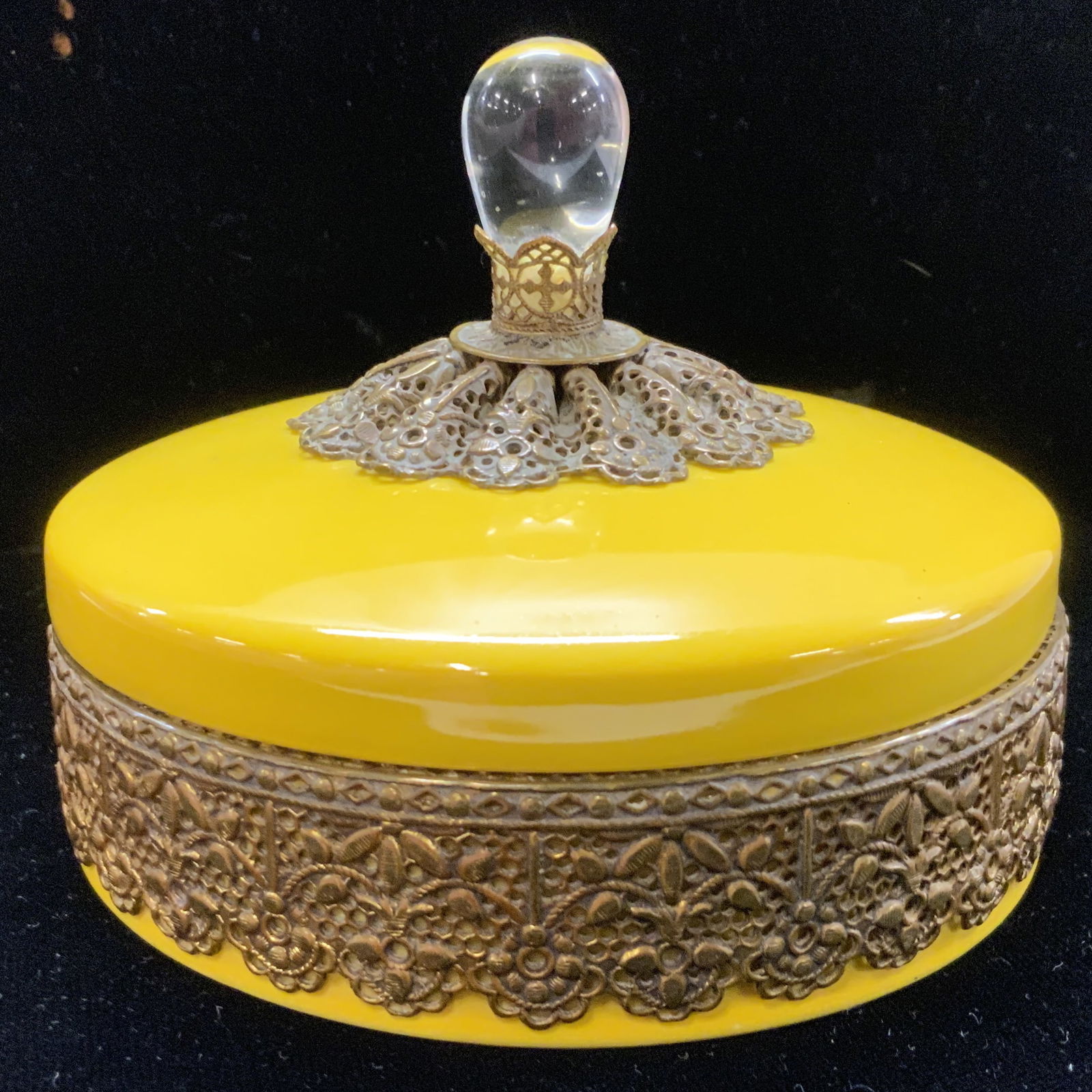 Antique Porcelain & Brass Dresser Box, Germany (1 of 6)