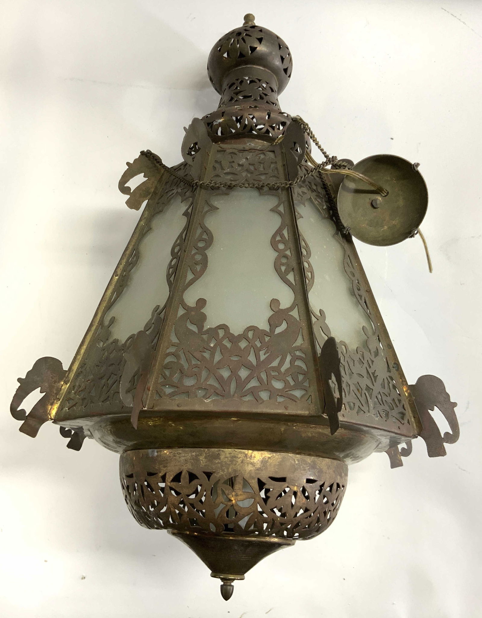 Vintage Moroccan Style Glass & Brass Lantern (1 of 6)