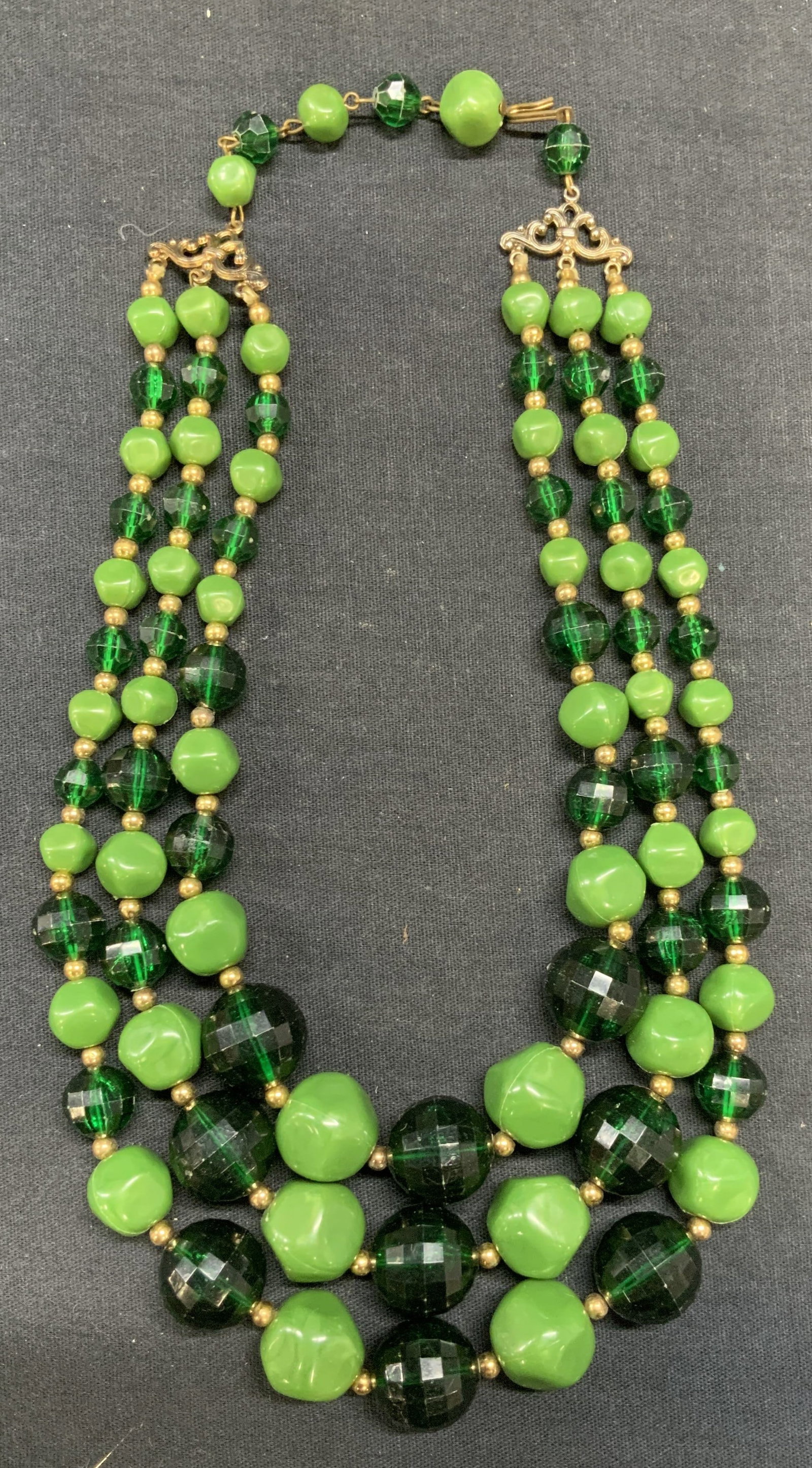 Vintage Green Crystal & Lucite Beaded Necklace (1 of 6)