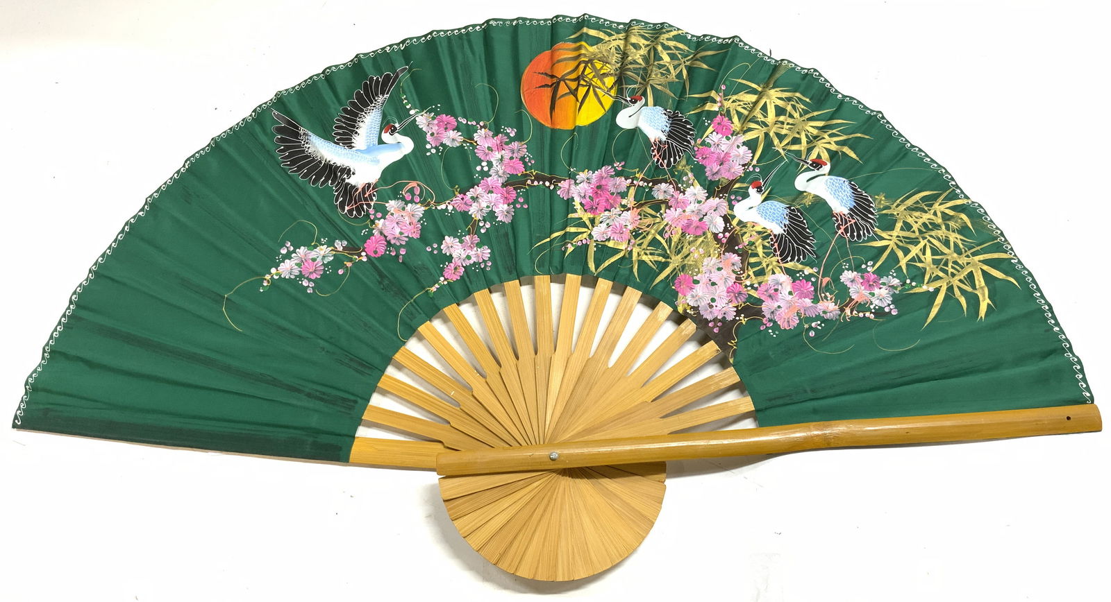 Wall Size Hand Painted Asian Hand Fan 40in (1 of 7)
