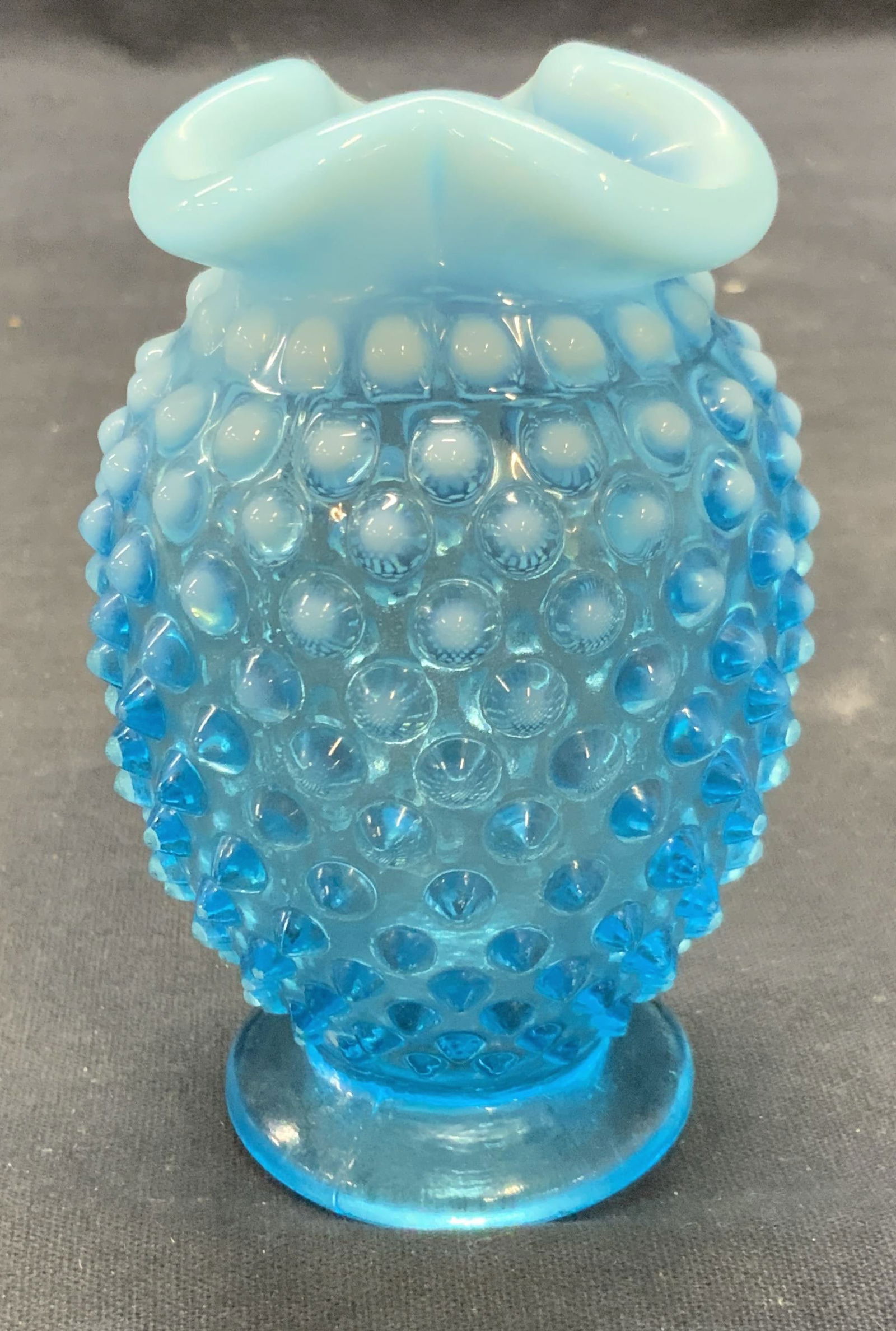 Fenton Style Blue Hobnail Glass Vase (1 of 6)