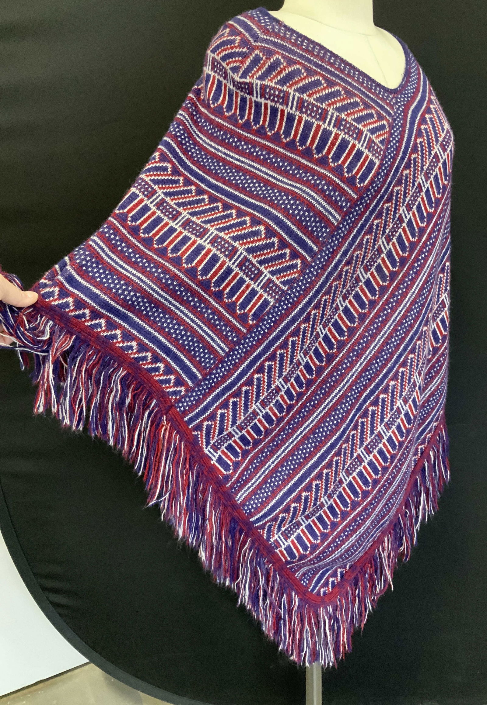 Justin Charles Vintage Knit Poncho w Fringe (1 of 6)