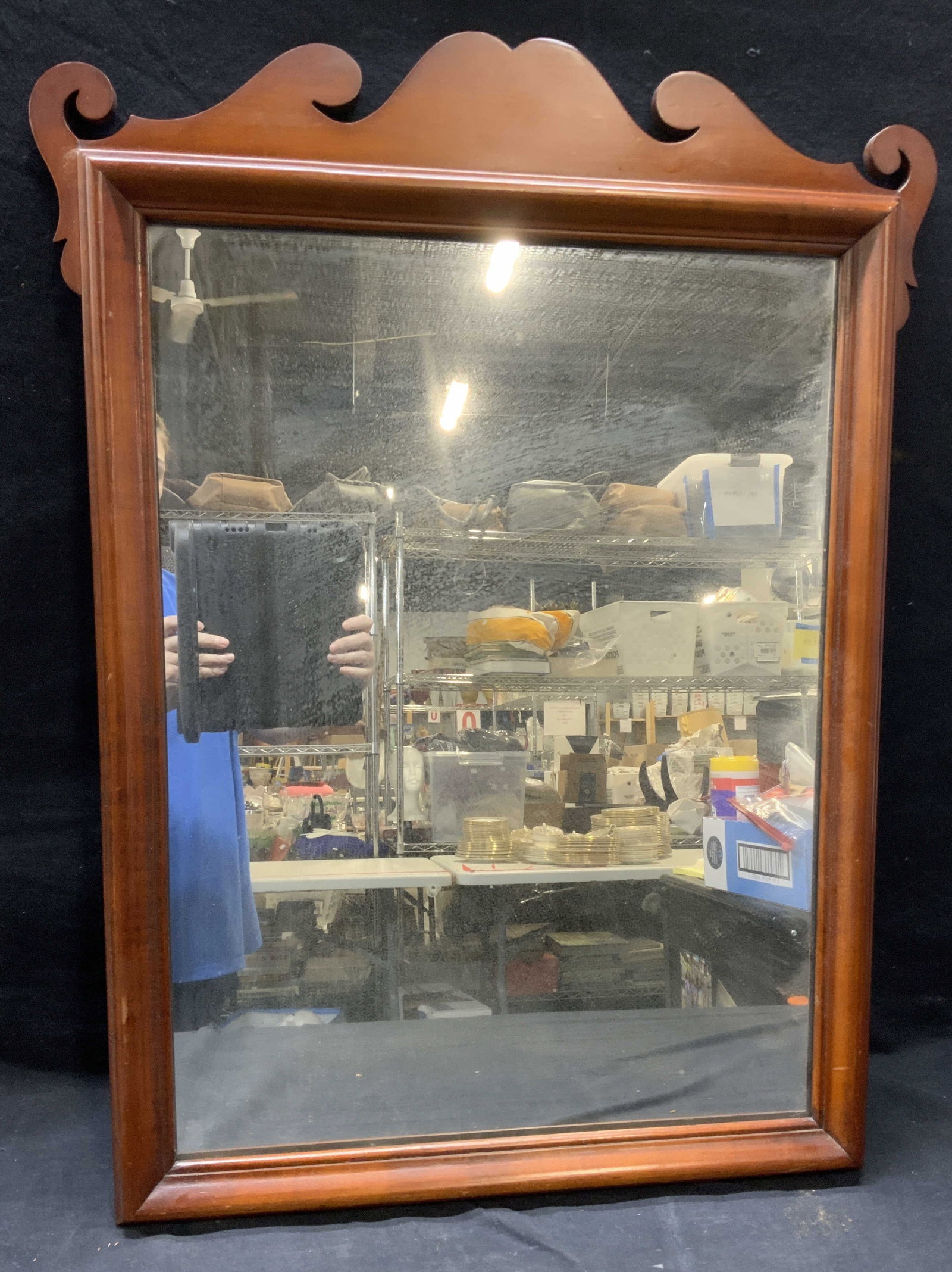 Colonial Style Vntg Wood Frame Mirror (1 of 6)