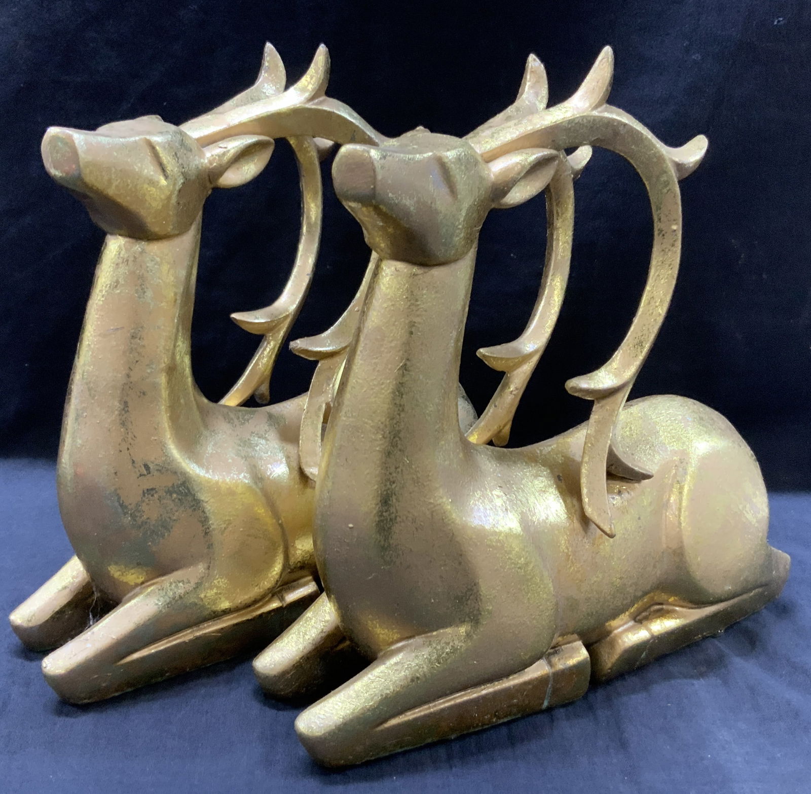 Pr Gold leafed Wooden Reindeer Figures 11in (1 of 7)