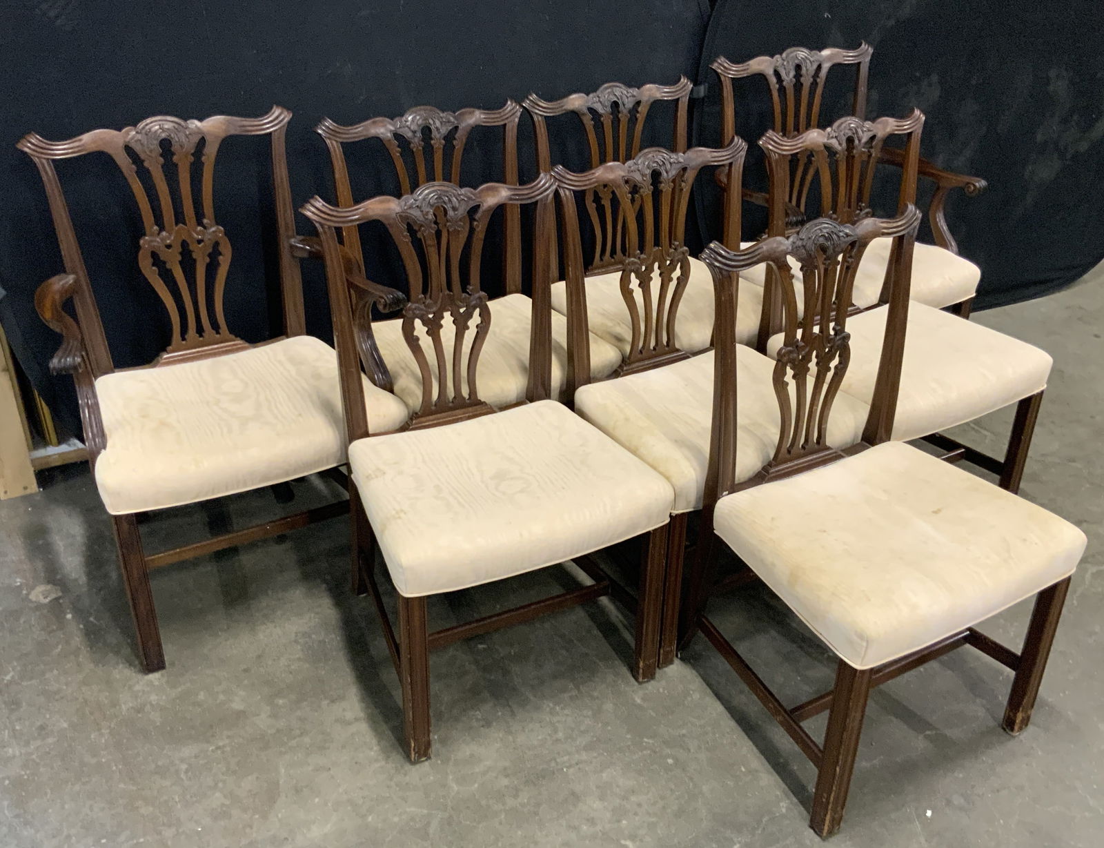 Set 8 Vintage Chippendale Style Dining Chairs (1 of 15)