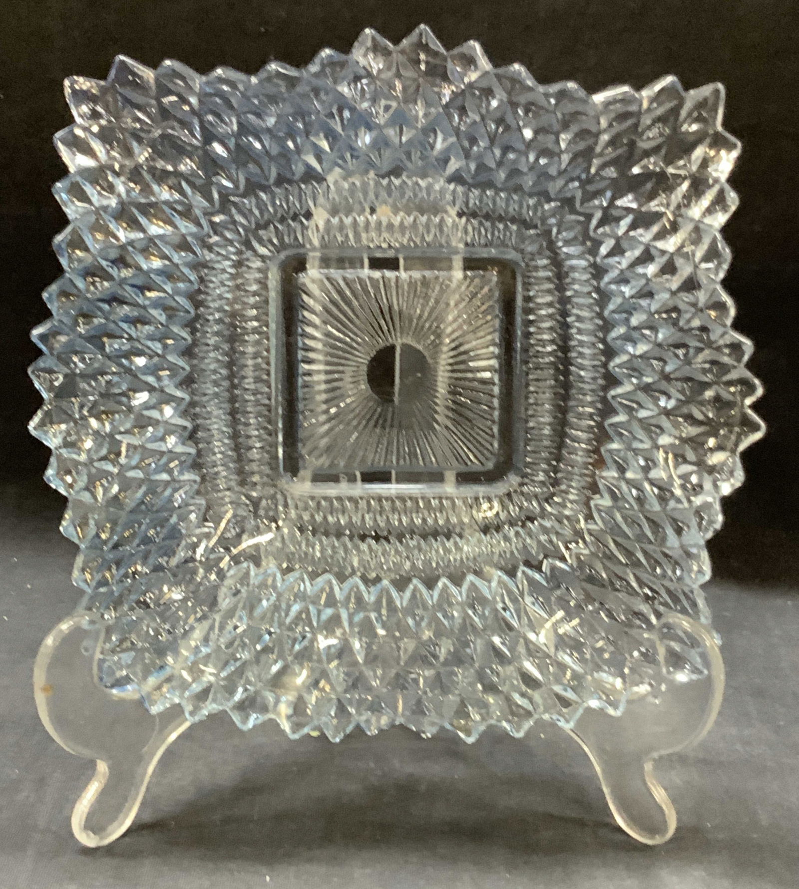 Blue Tn Bohemian Glass Ruffled Trinket Dish (1 of 7)