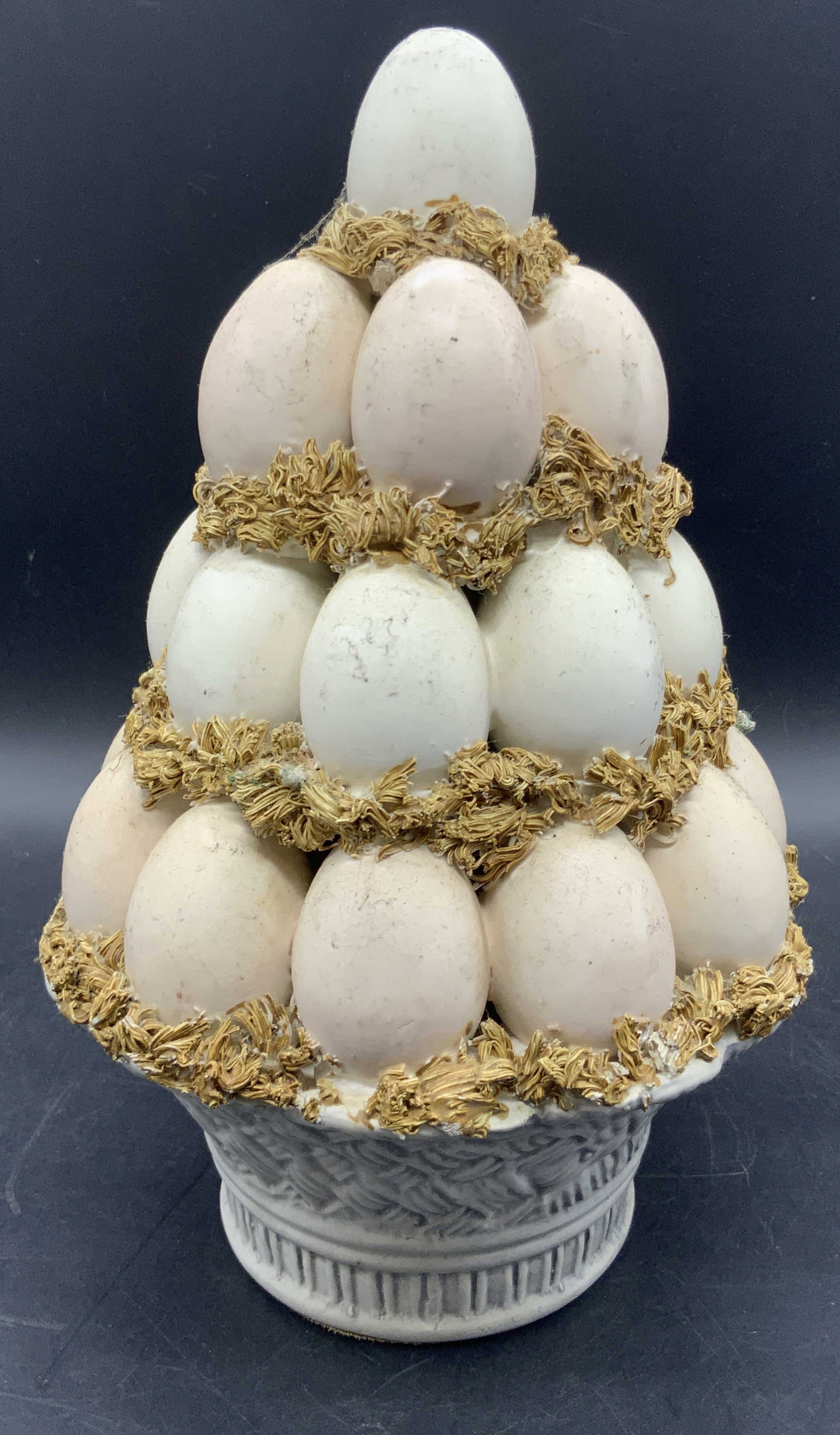 Signed Vintage Italian Ceramic Egg Basket Topiary (1 of 8)