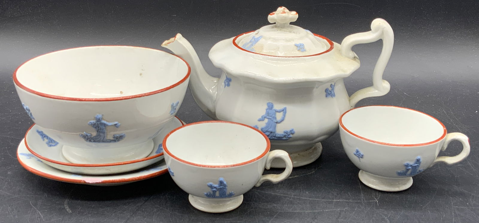 Set 6 Trademarked Porcelain Tableware, Teapot + (1 of 10)