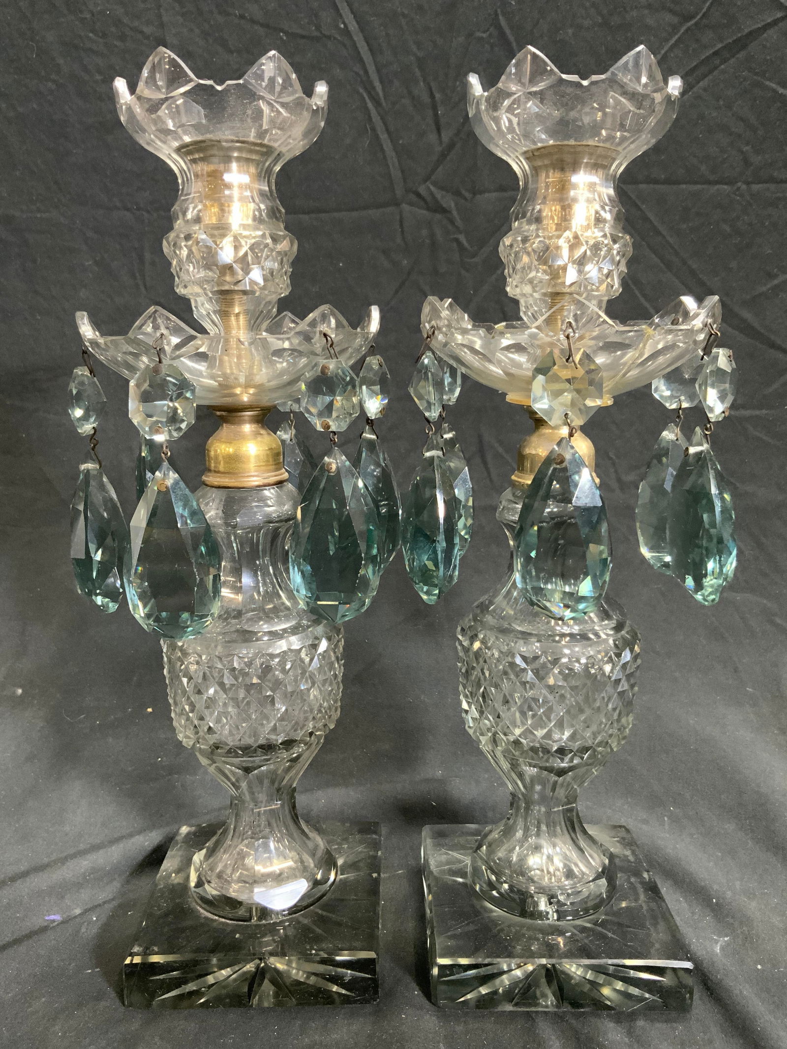 Pr Glass & Crystal Regency Style Candlesticks (1 of 7)