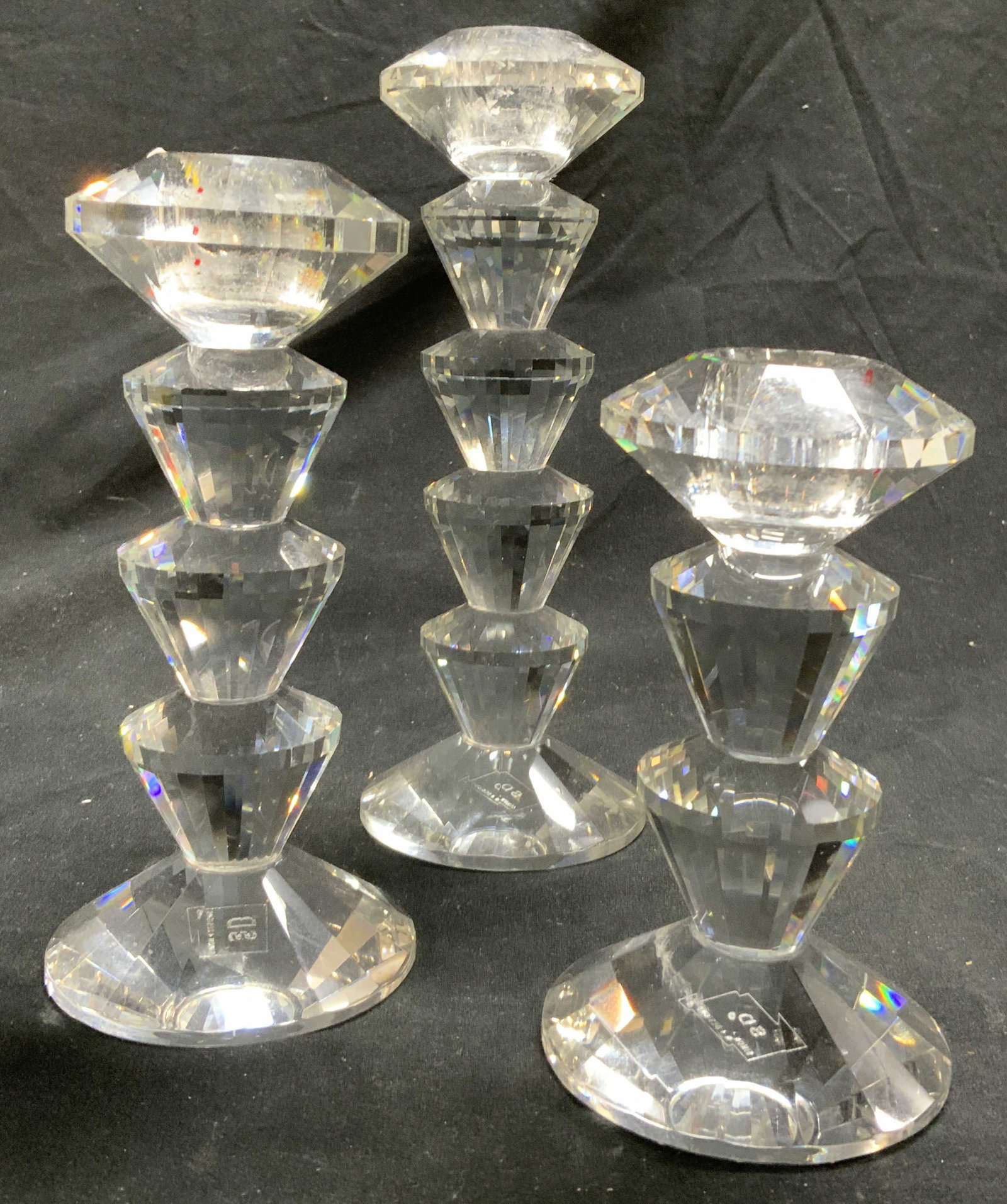 SIMON DESIGNS Set 3 Cut Crystal Candlesticks (1 of 6)