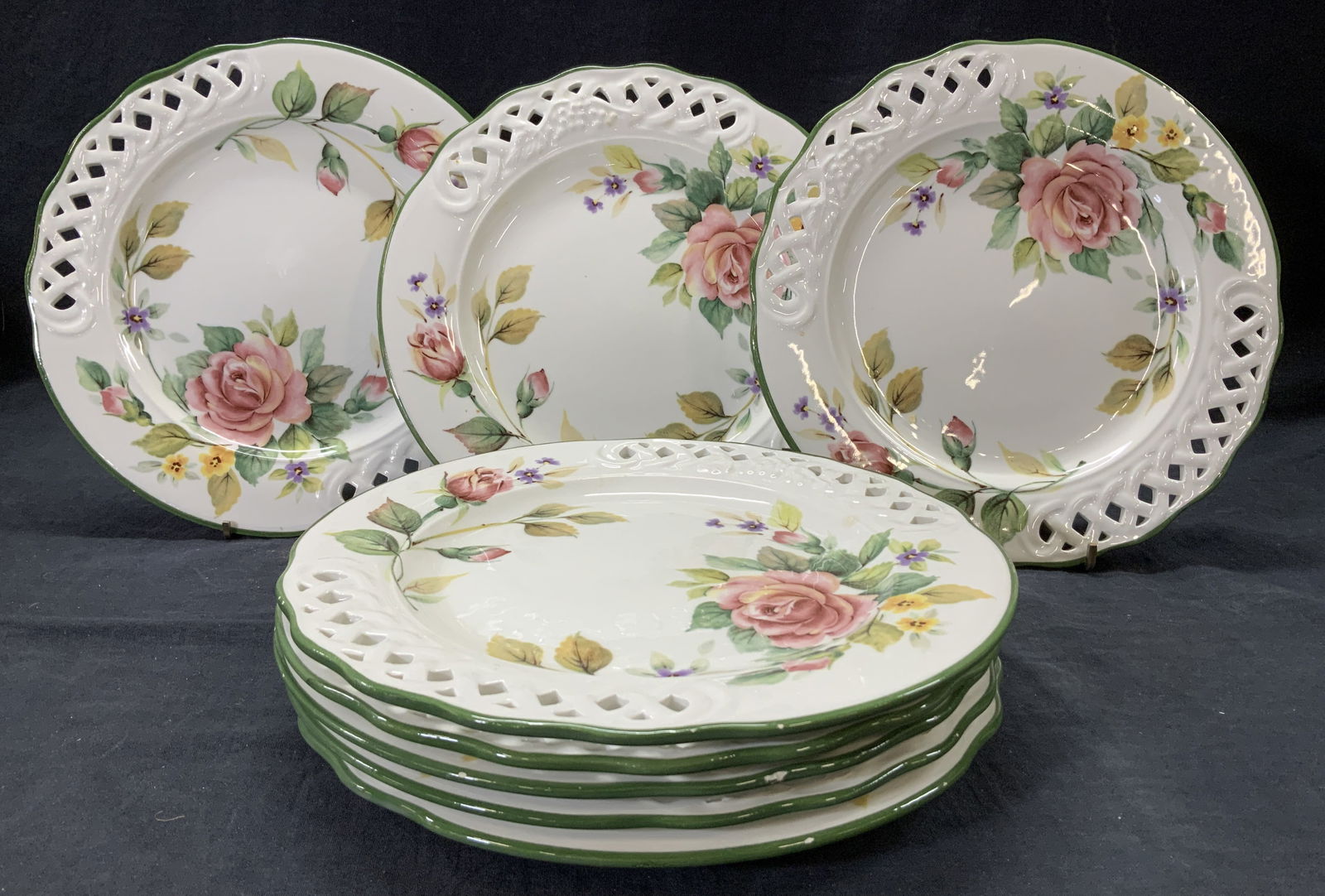 Set 8 Brunelli Ceramic Dinner Plates, Italy (1 of 6)