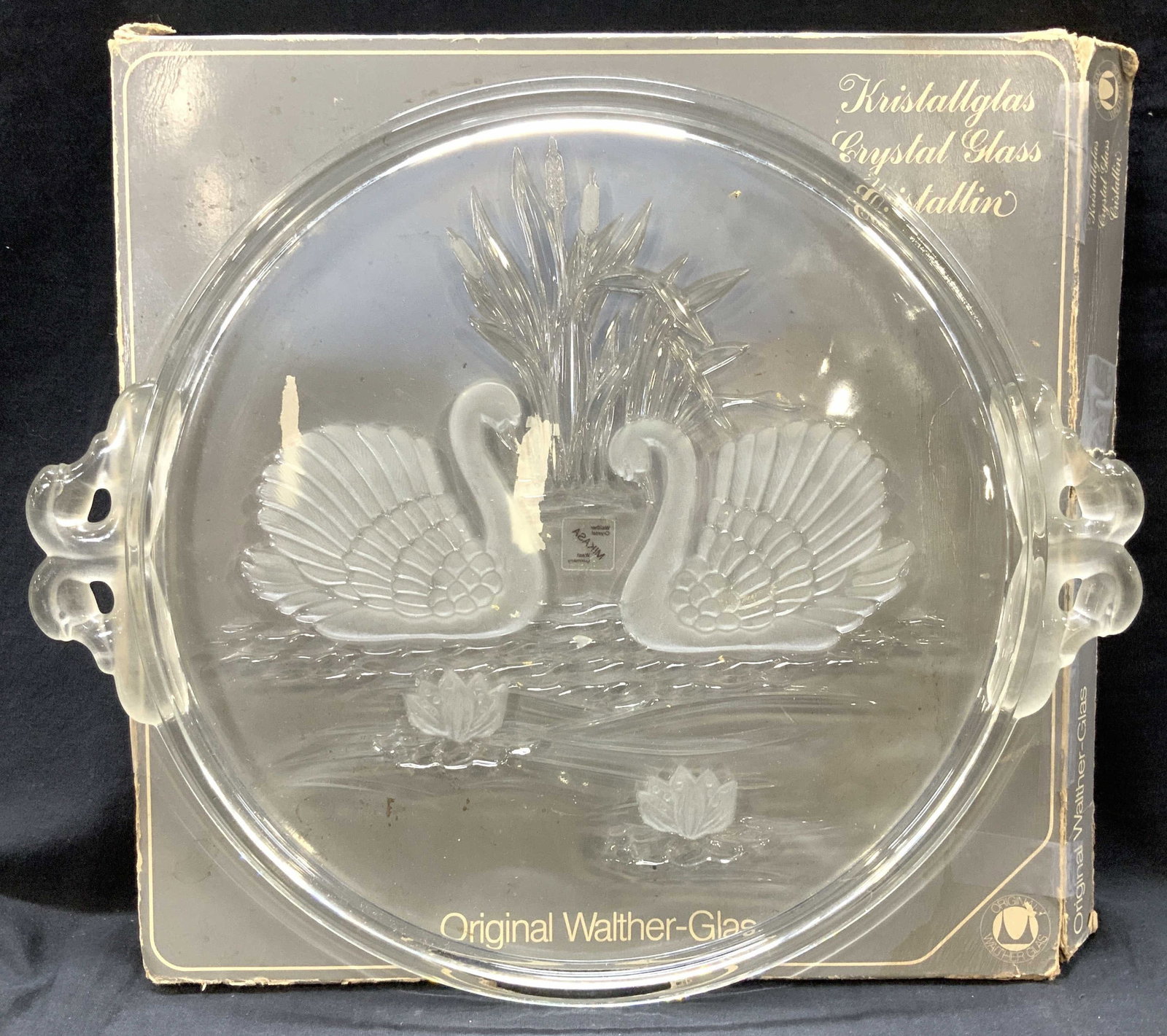 MIKASA Walther Crystal Swan Motif Platter, W Germ (1 of 8)