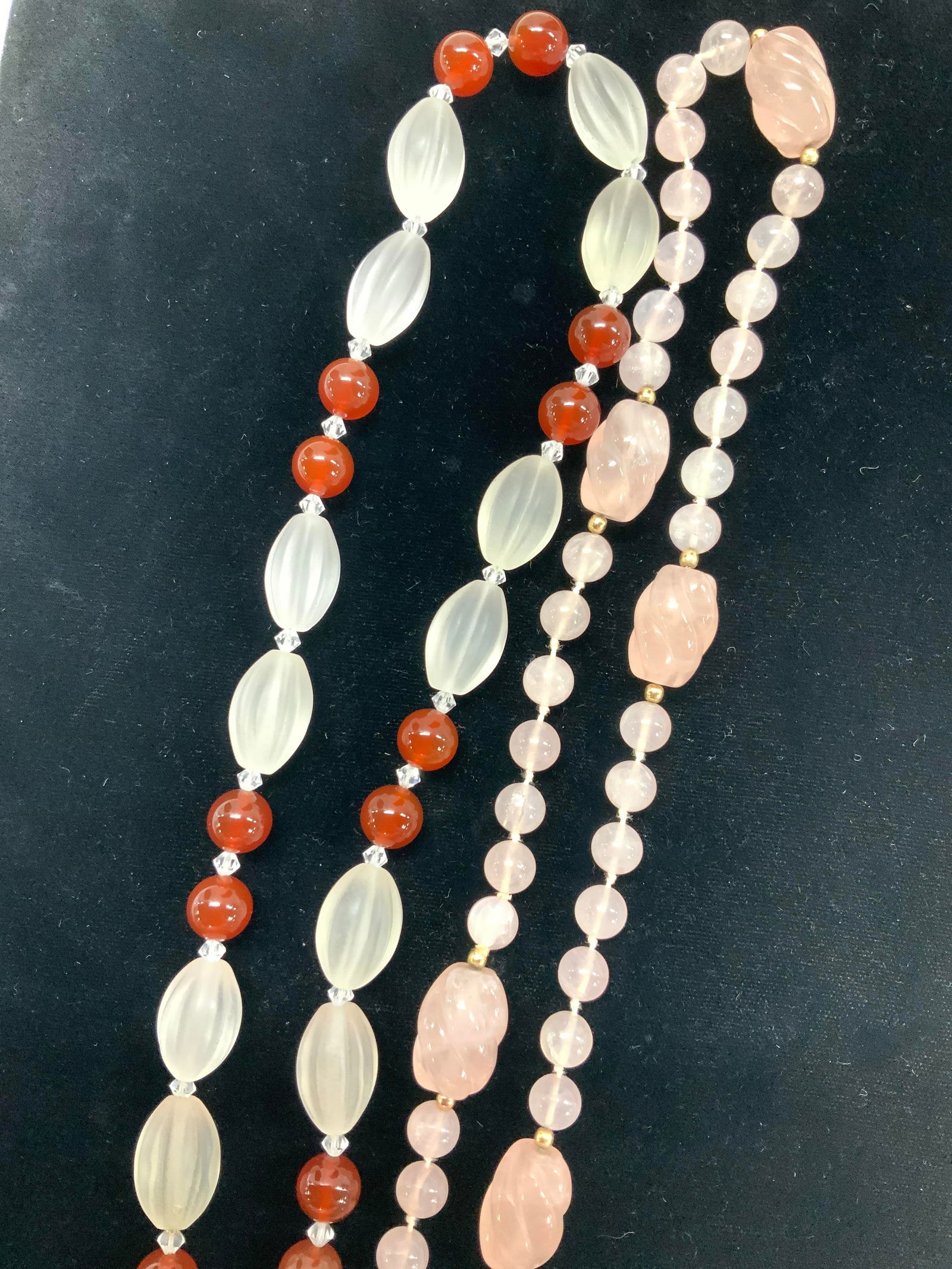 Rose Quartz Necklace, Carnelian Necklace, 2 (1 of 6)
