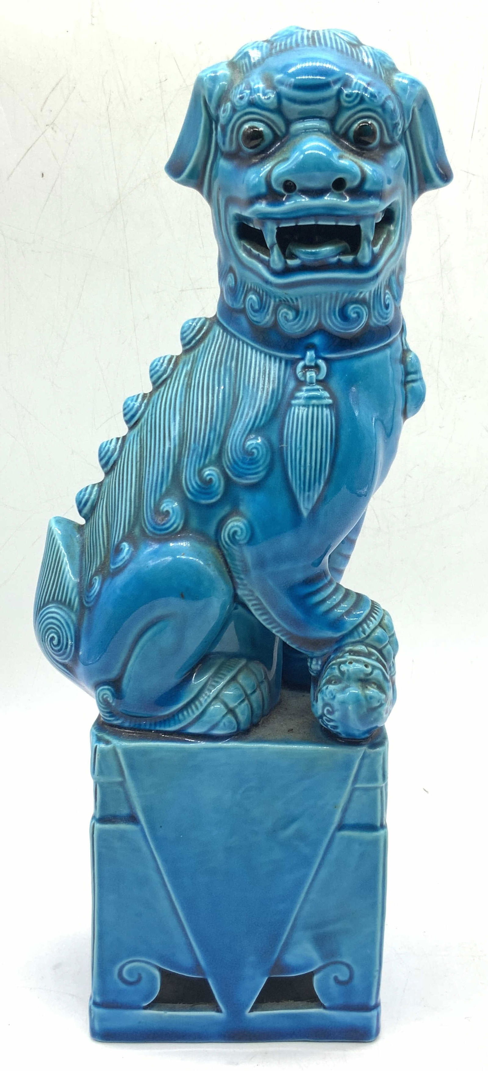 Asian Blue Tn Ceramic Fu Dog Figural (1 of 9)