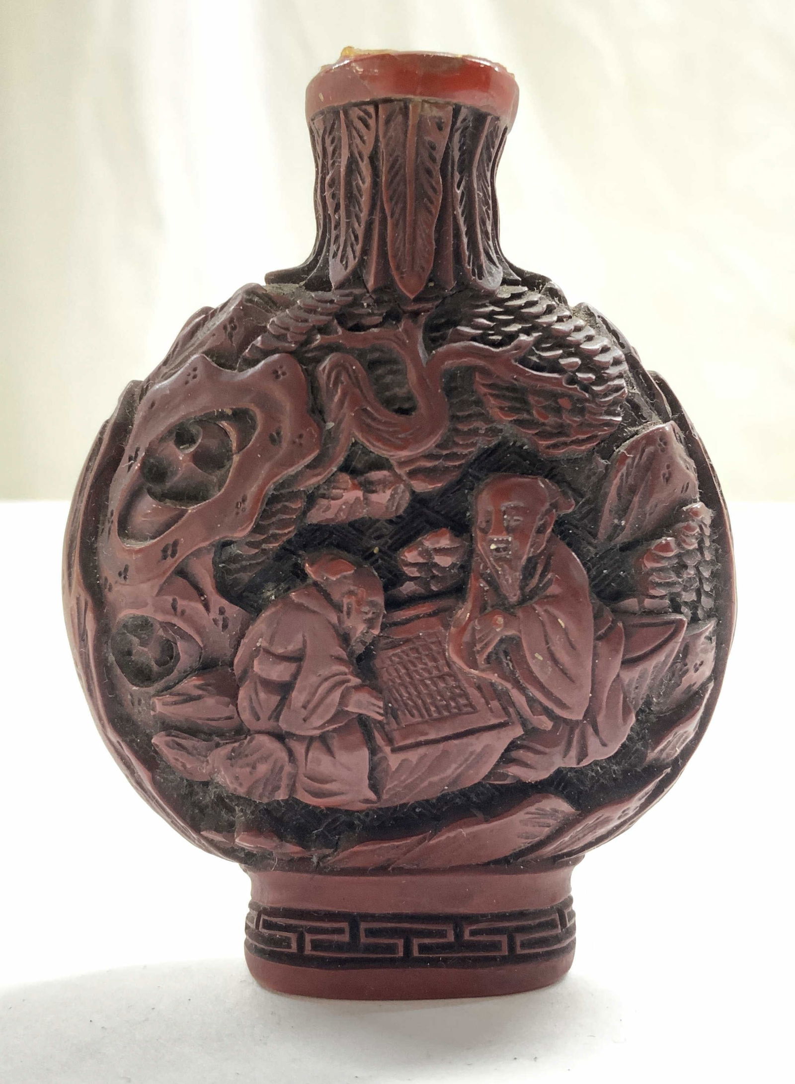Vntg Asian Cinnabar Style Snuff Bottle (1 of 6)