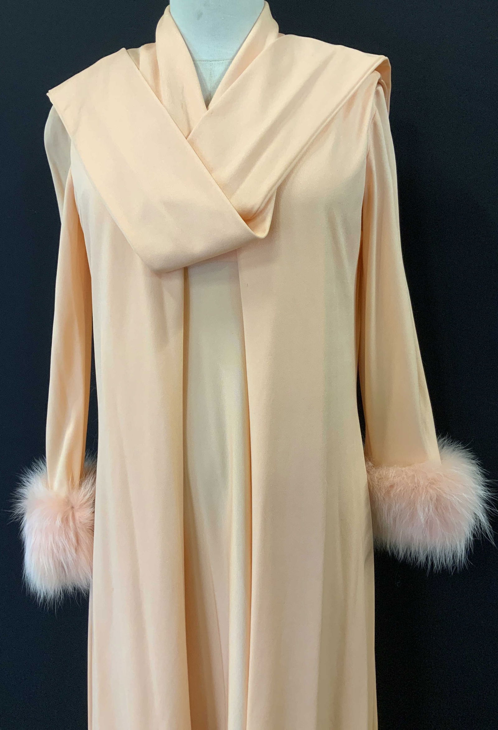 1960/1970s Long Dress w Cardigan, Rabbit Fur Cuffs (1 of 14)