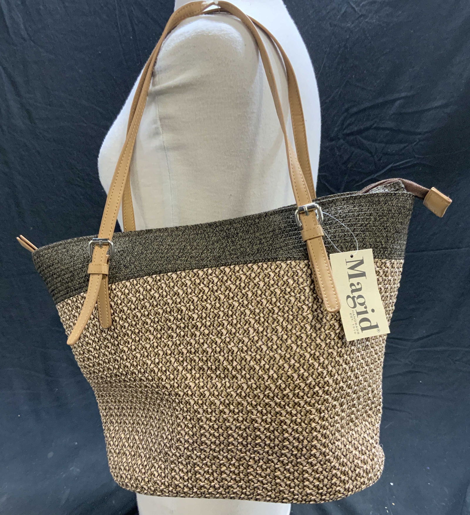 MAGRID Woven Straw Tote Handbag NWT (1 of 9)